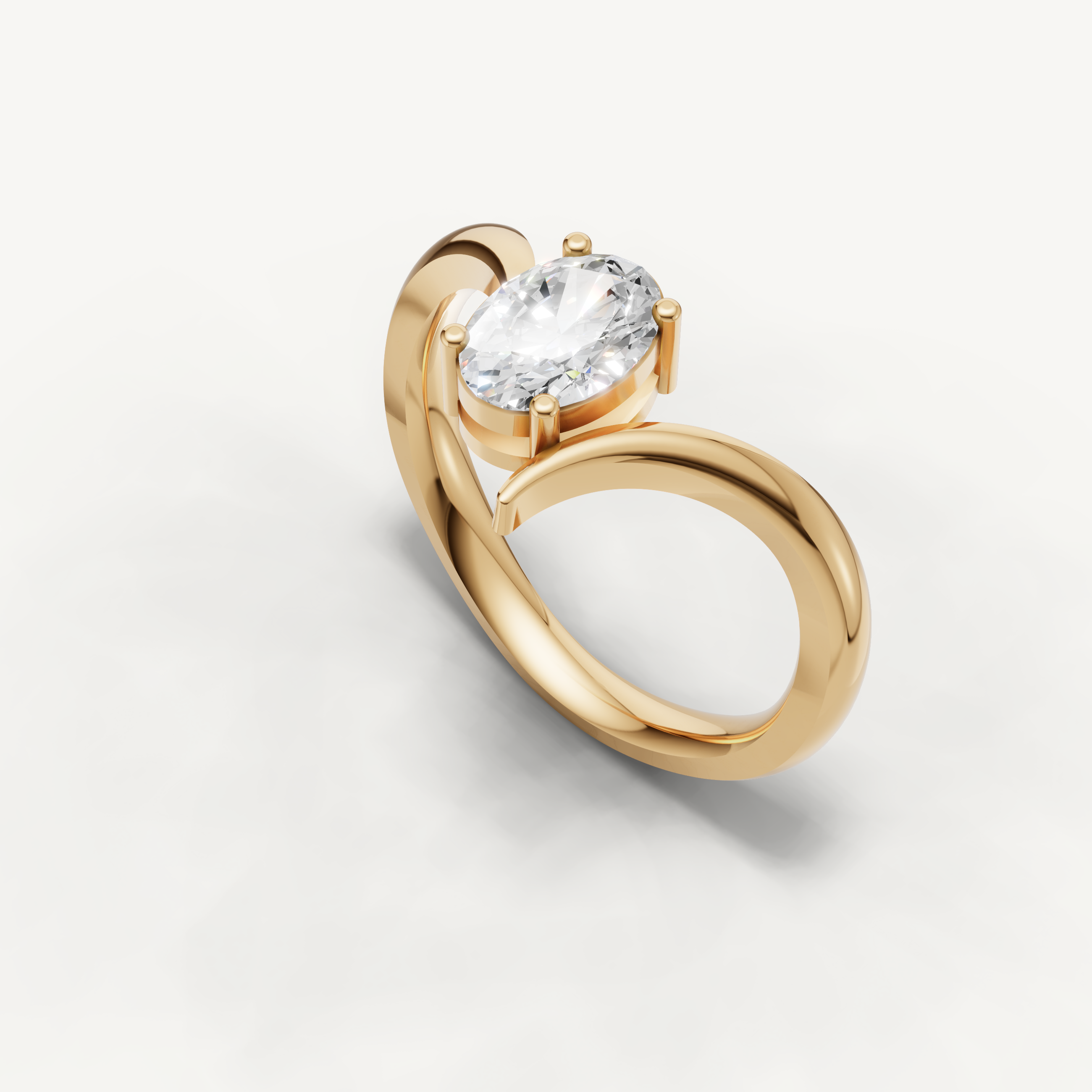Oval Lab Grown Diamond Bypass Engagement Ring in 14K Gold
