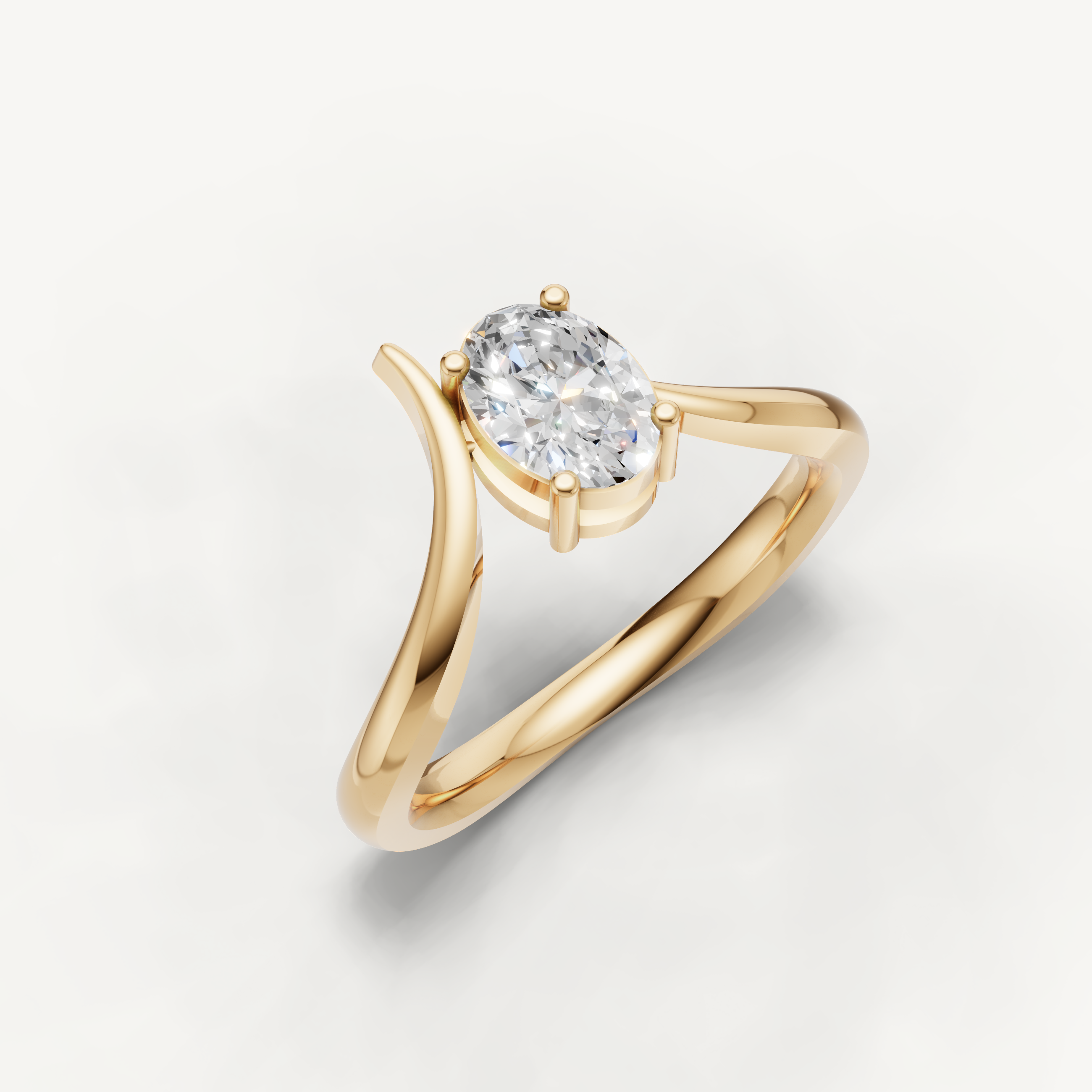 Oval Lab Grown Diamond Bypass Engagement Ring in 14K Gold