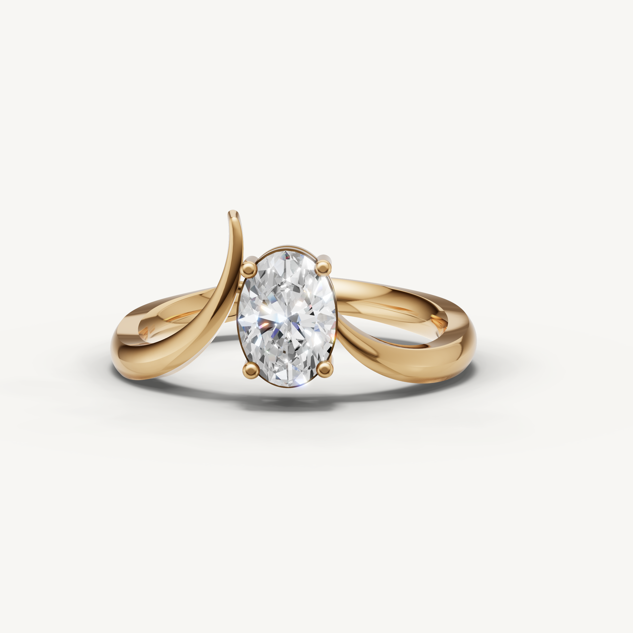 Oval Lab Grown Diamond Bypass Engagement Ring in 14K Gold