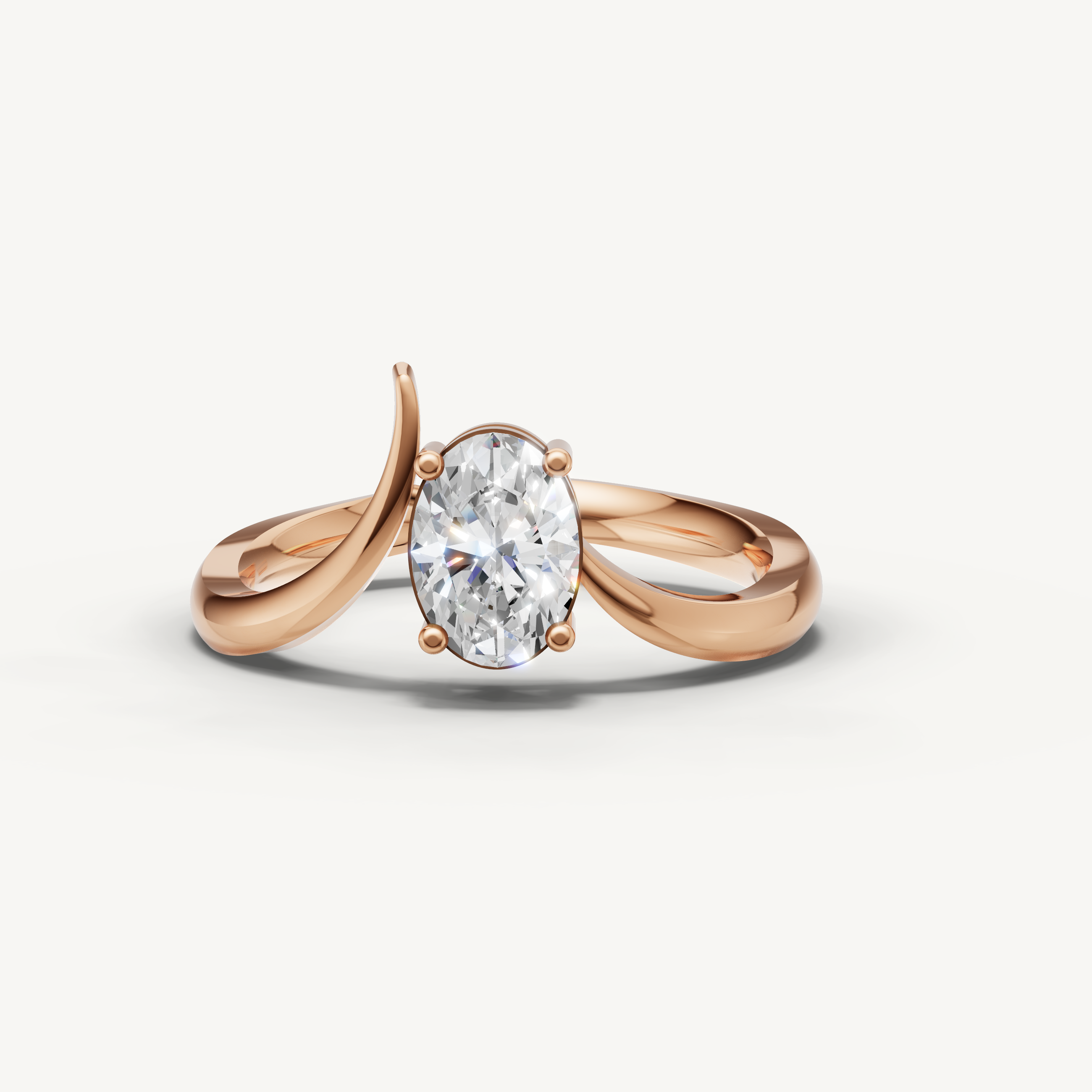 Oval Lab Grown Diamond Bypass Engagement Ring in 14K Gold