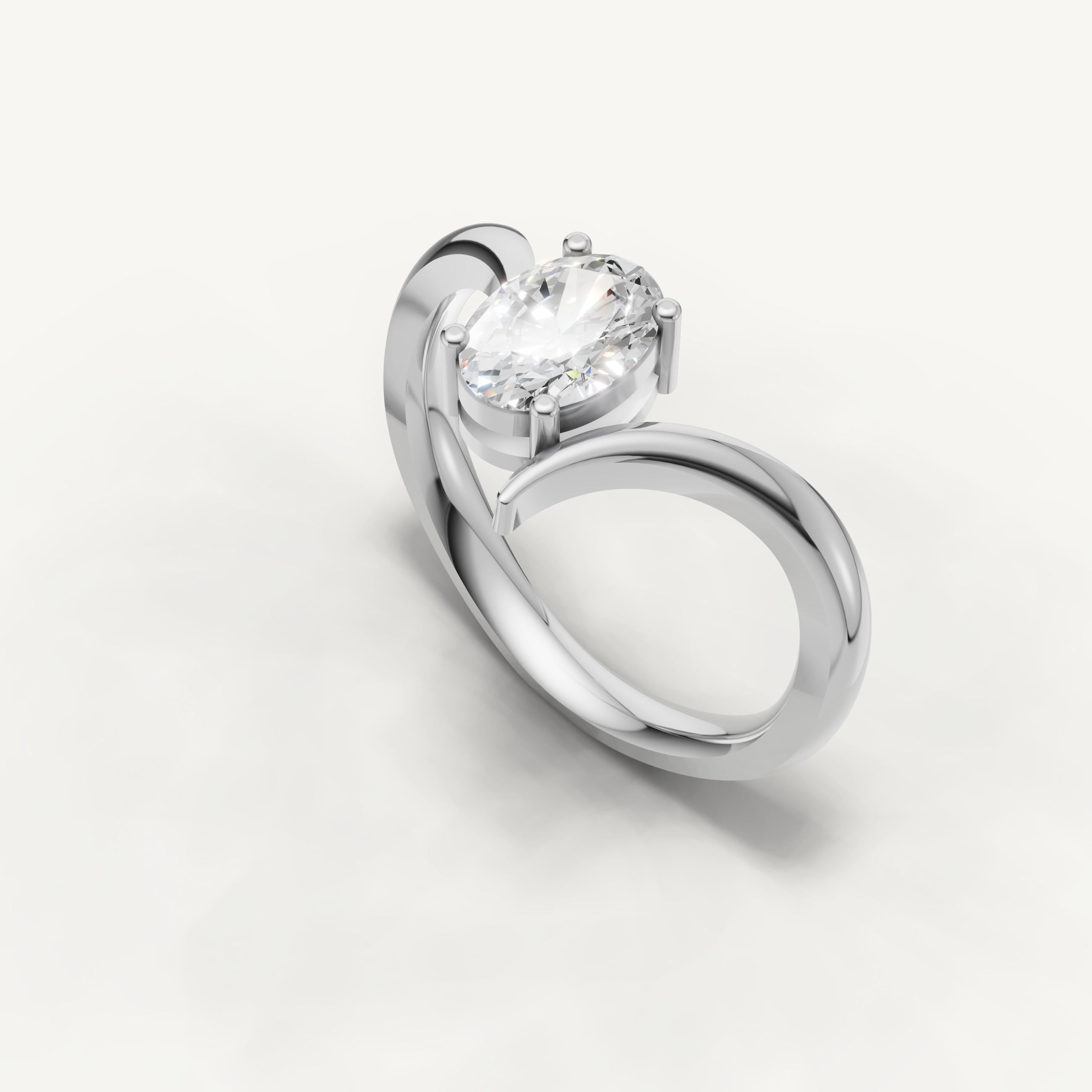 Oval Lab Grown Diamond Bypass Engagement Ring in 14K Gold