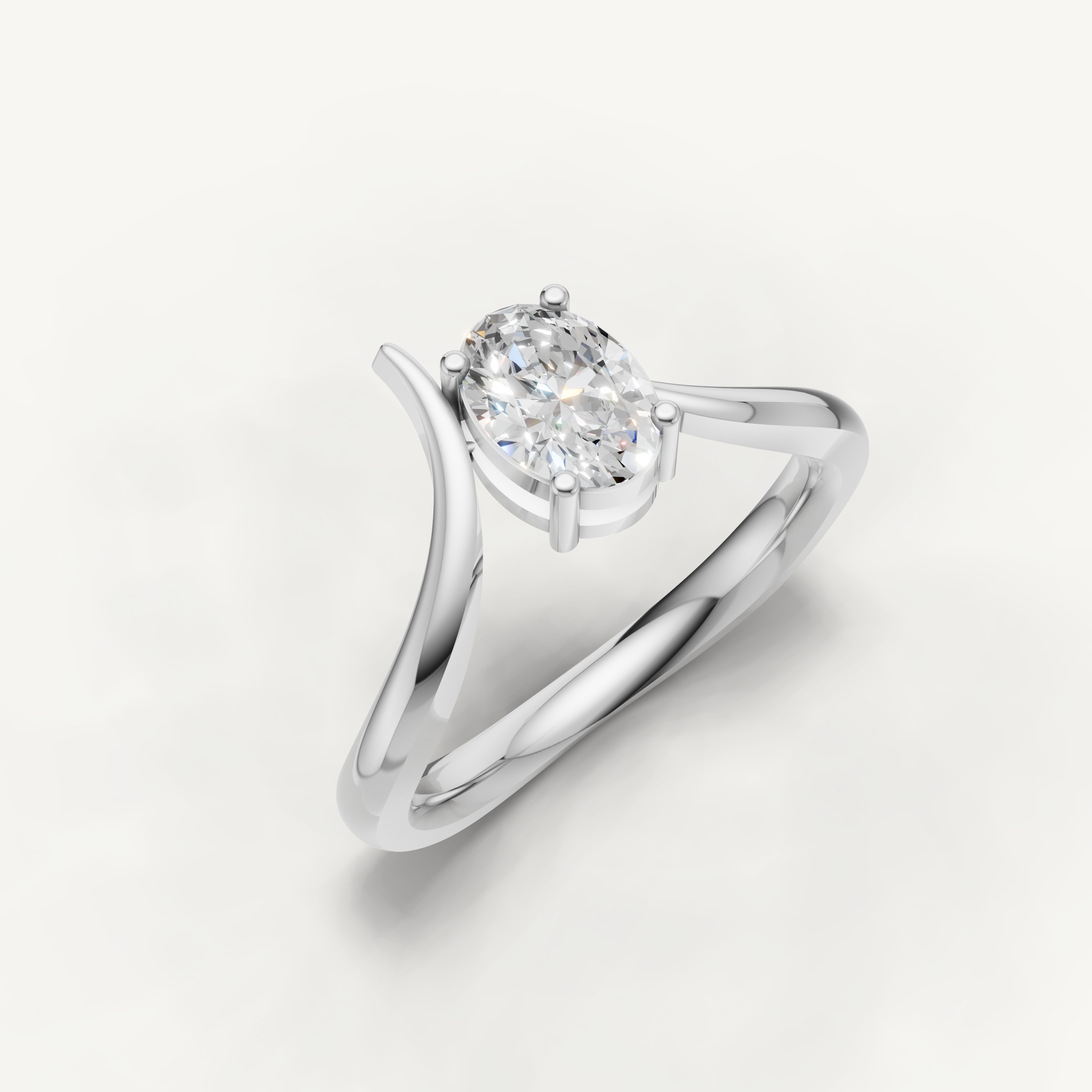 Oval Lab Grown Diamond Bypass Engagement Ring in 14K Gold