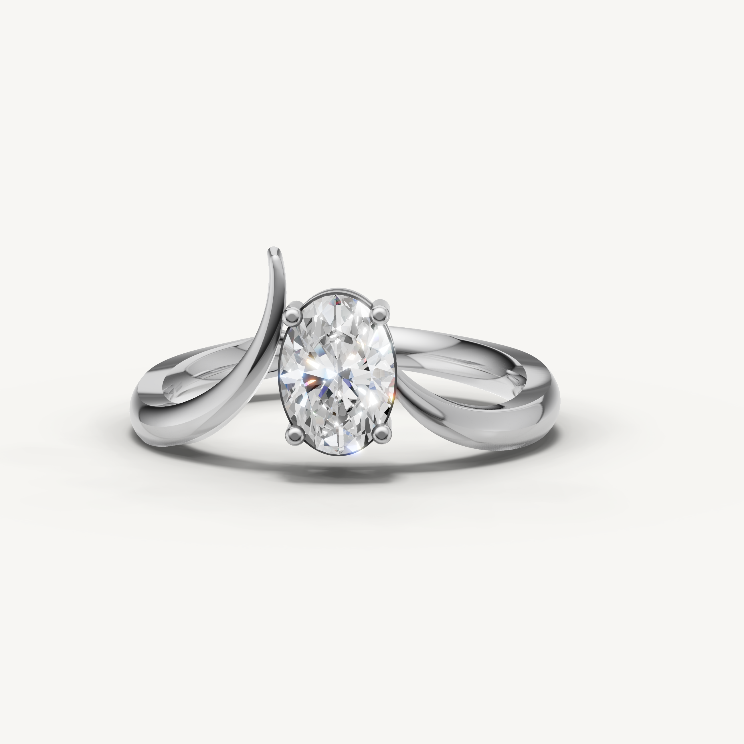 Oval Lab Grown Diamond Bypass Engagement Ring in 14K Gold