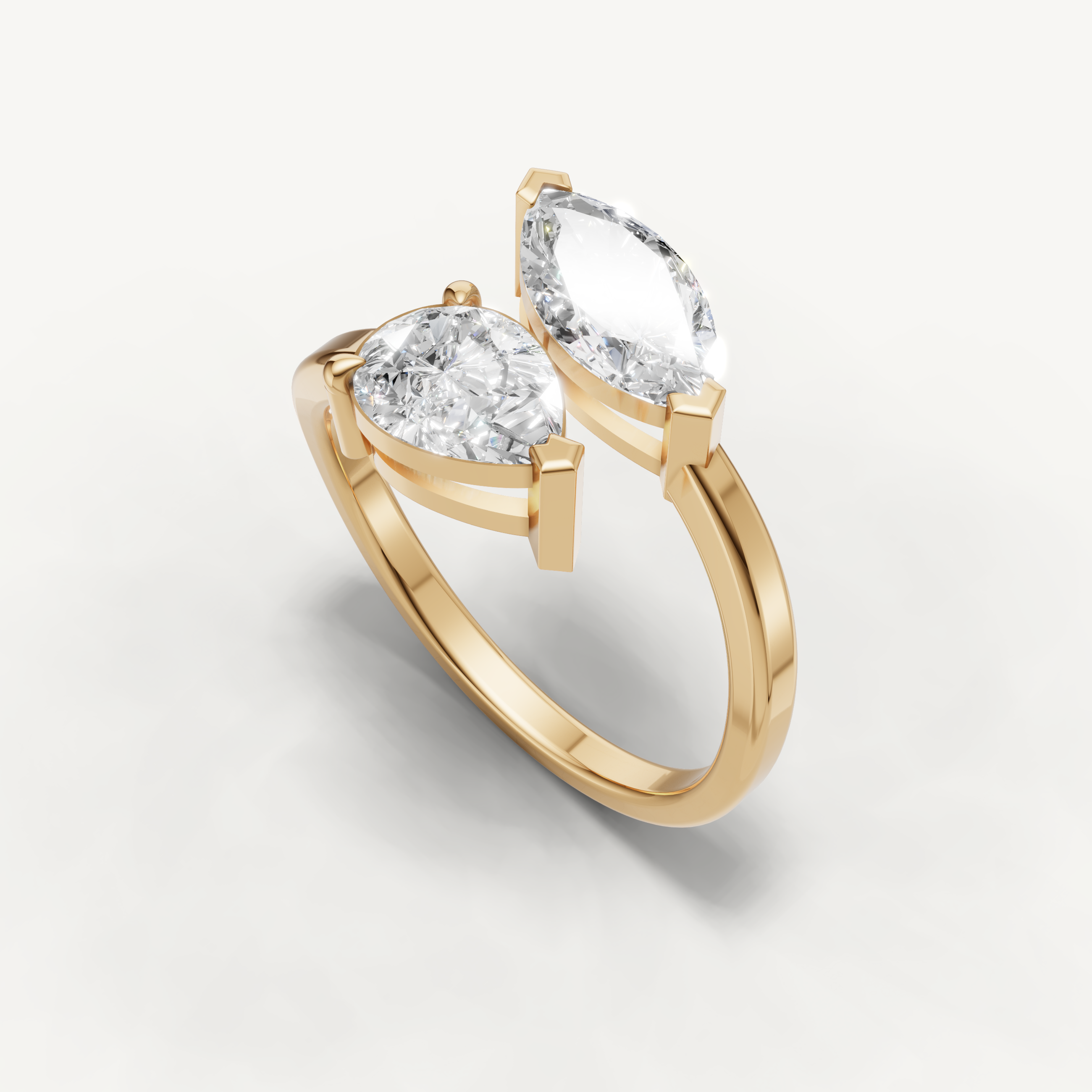 Pear & Marquise Lab Grown Diamond Toi et Moi Engagement Ring in 14K Yellow Gold
