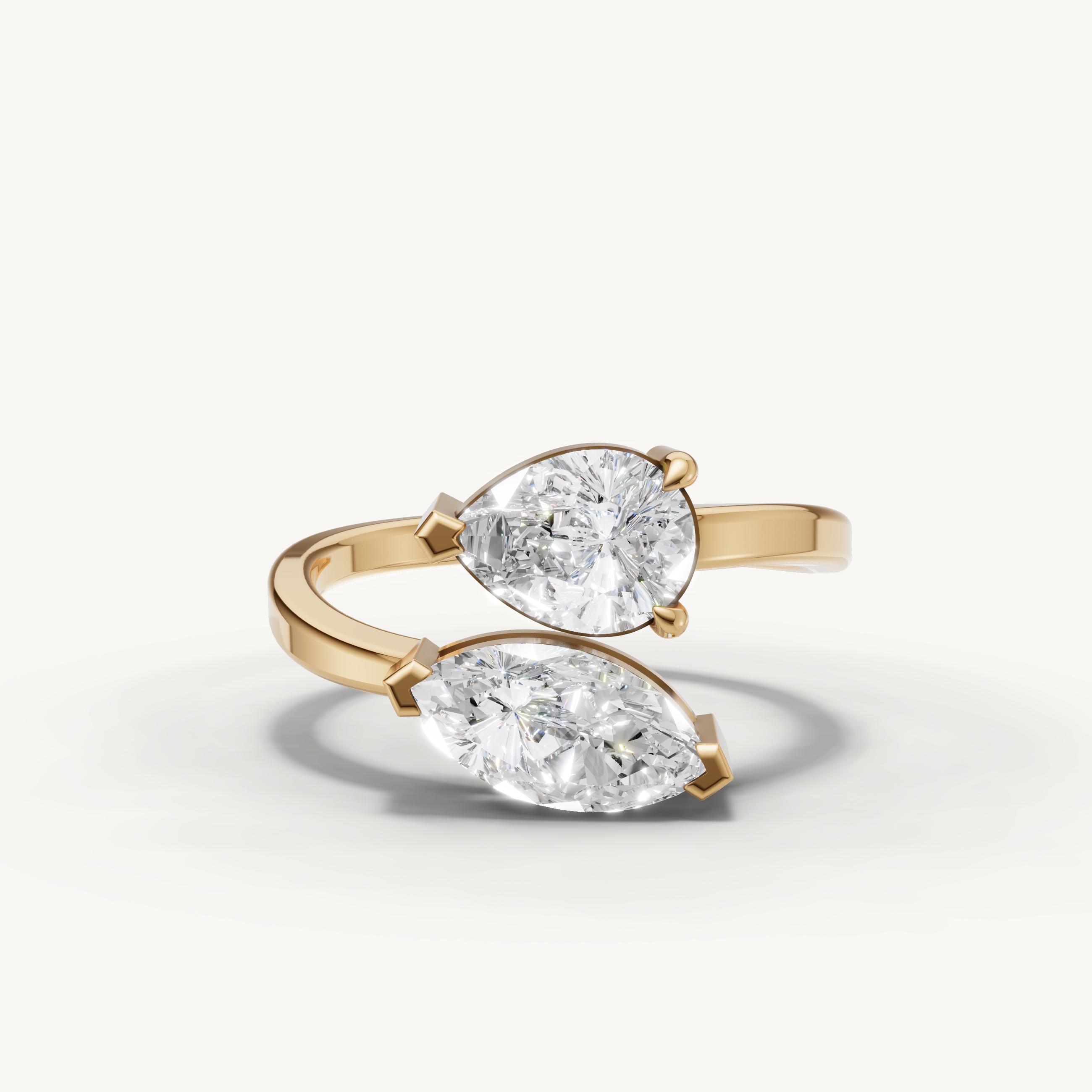 Pear & Marquise Lab Grown Diamond Toi et Moi Engagement Ring in 14K Yellow Gold