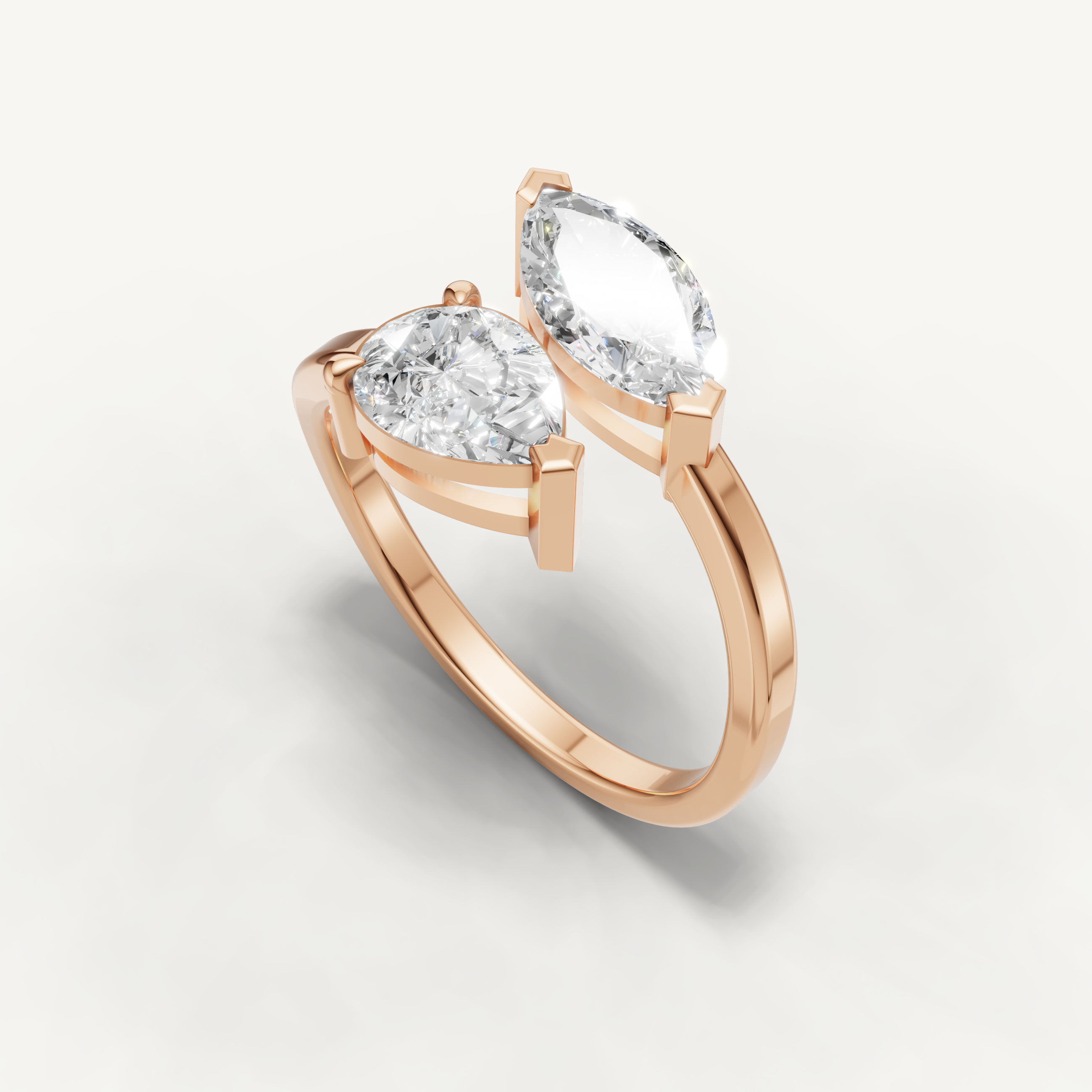 Pear & Marquise Lab Grown Diamond Toi et Moi Engagement Ring in 14K Yellow Gold