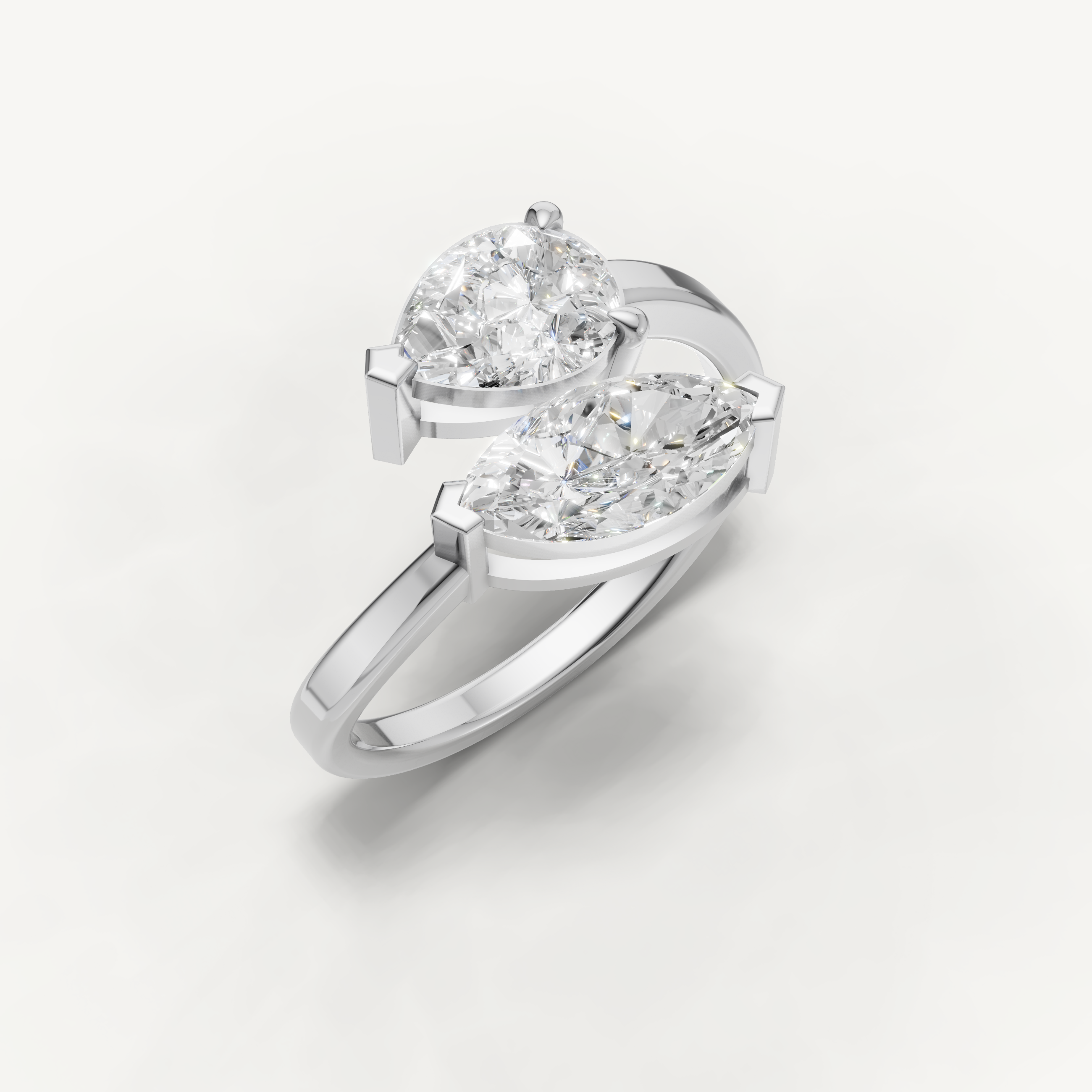 Pear & Marquise Lab Grown Diamond Toi et Moi Engagement Ring in 14K Yellow Gold