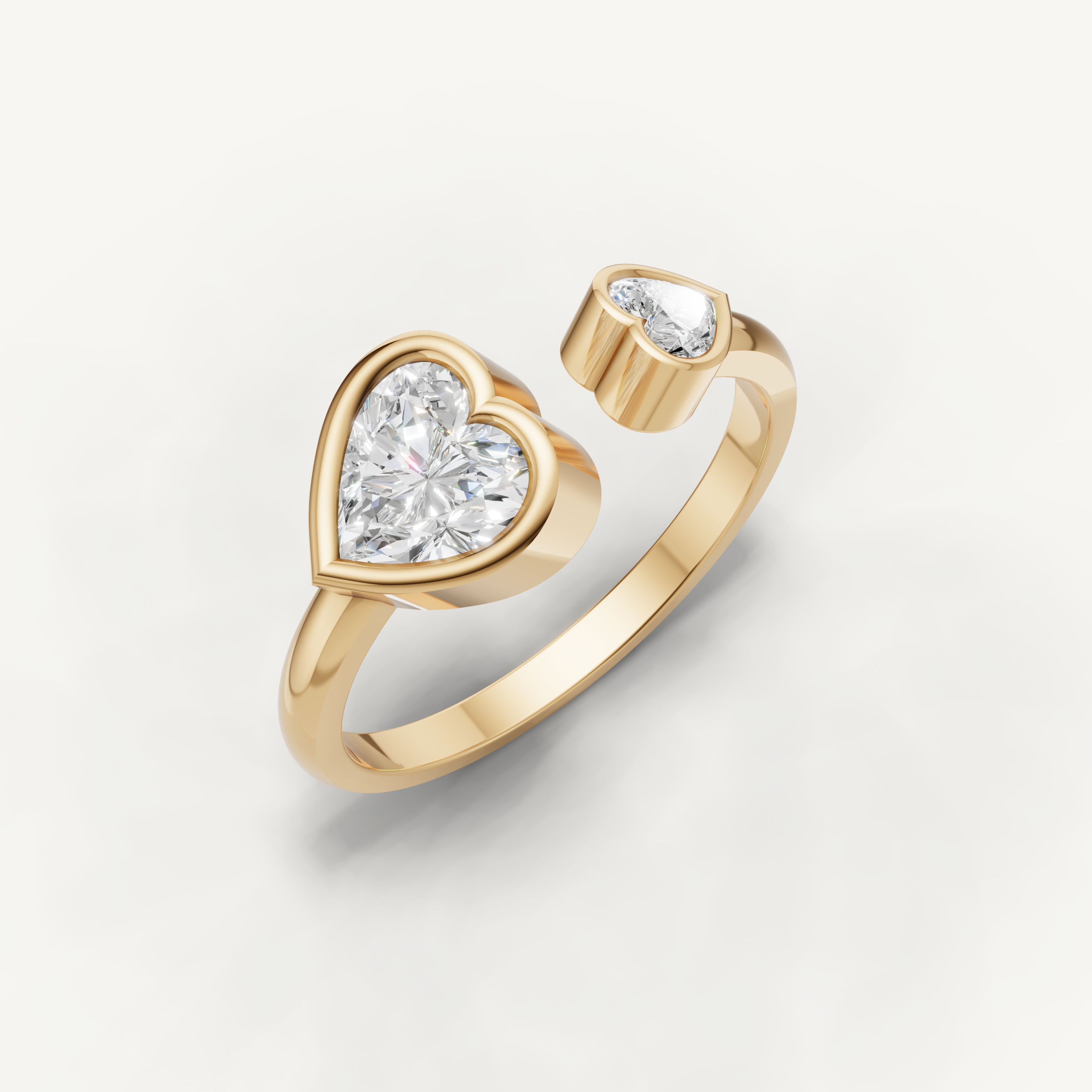 Heart Lab Grown Diamond Toi et Moi Engagement Ring in 14K Gold