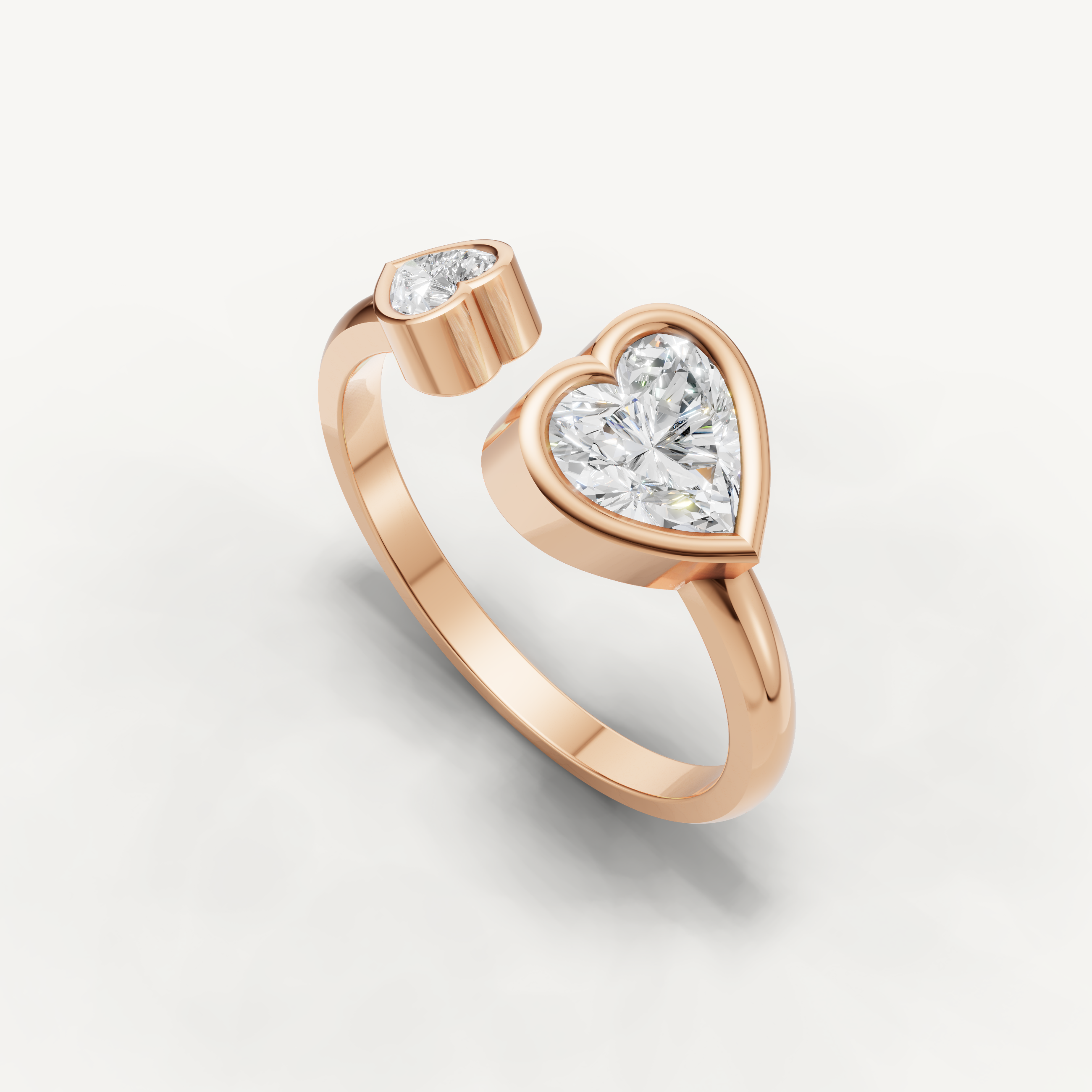 Heart Lab Grown Diamond Toi et Moi Engagement Ring in 14K Gold