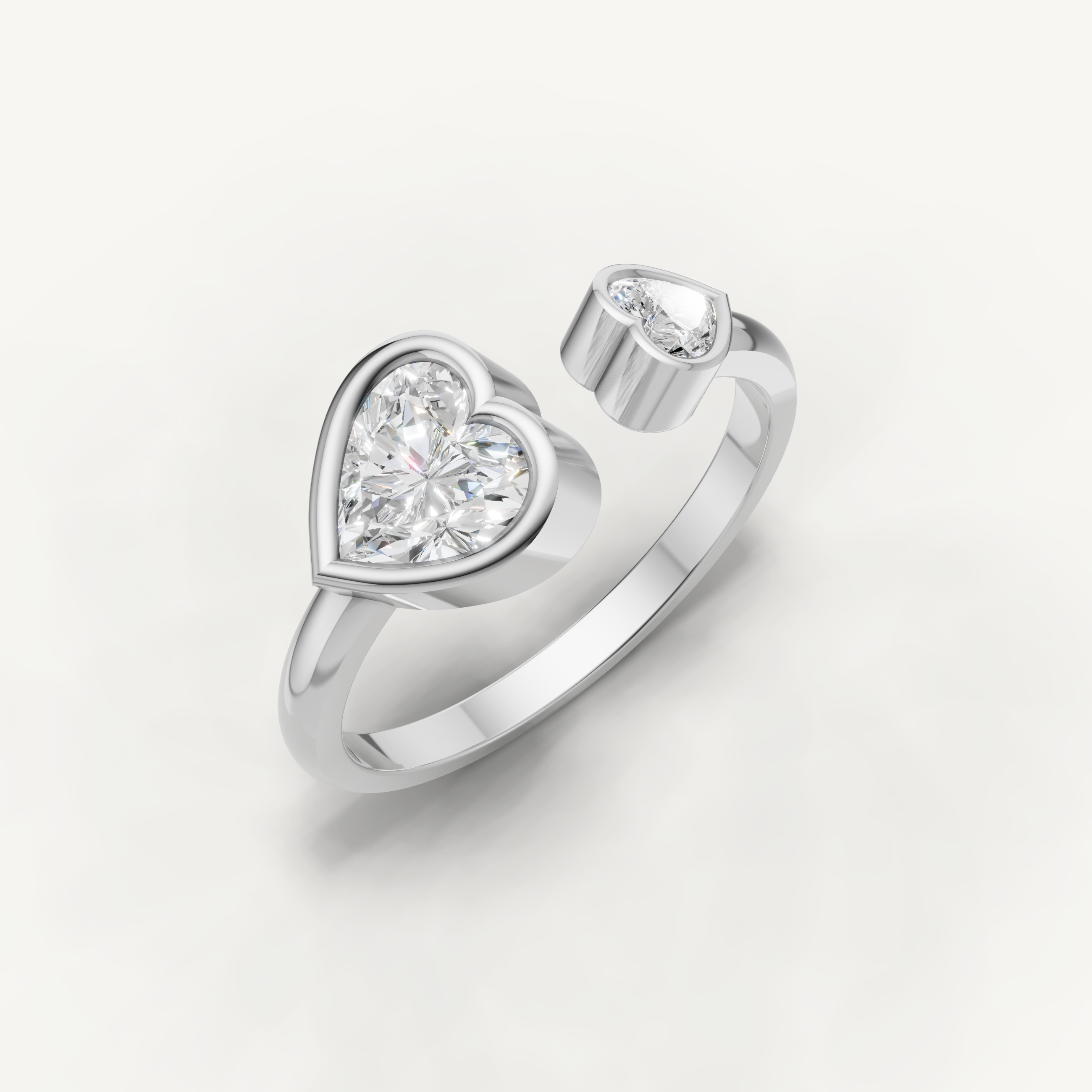 Heart Lab Grown Diamond Toi et Moi Engagement Ring in 14K Gold