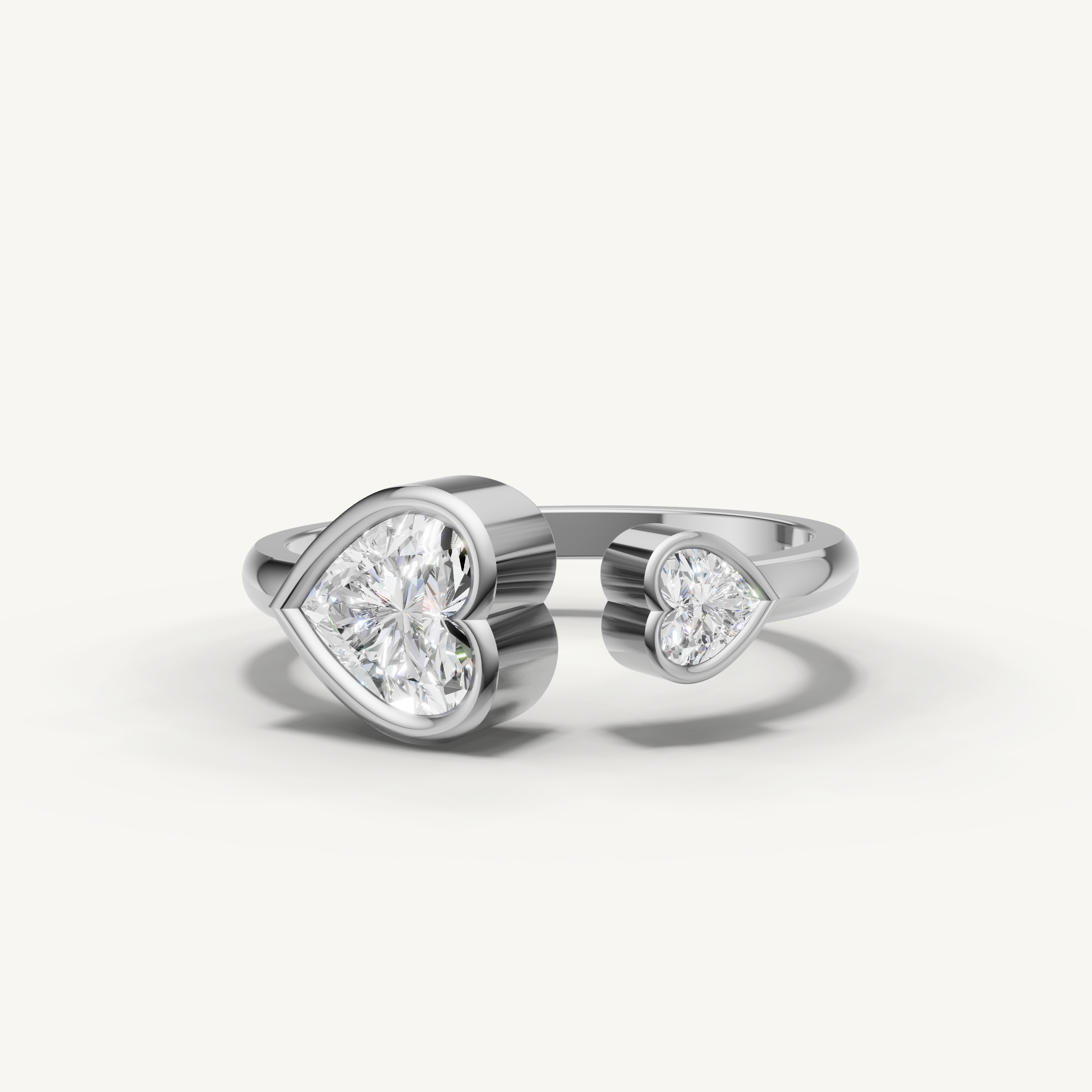 Heart Lab Grown Diamond Toi et Moi Engagement Ring in 14K Gold