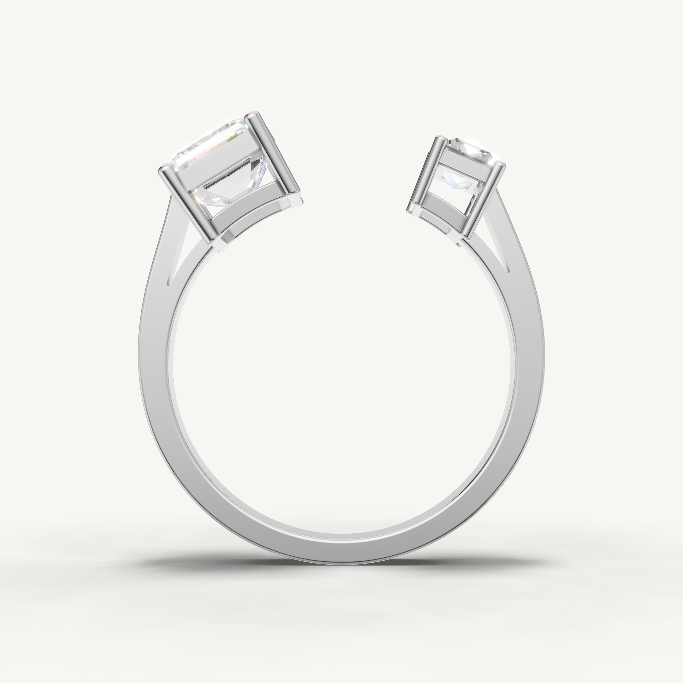 Emerald Cut Lab Grown Diamond Toi et Moi Engagement Ring in 14K Yellow Gold