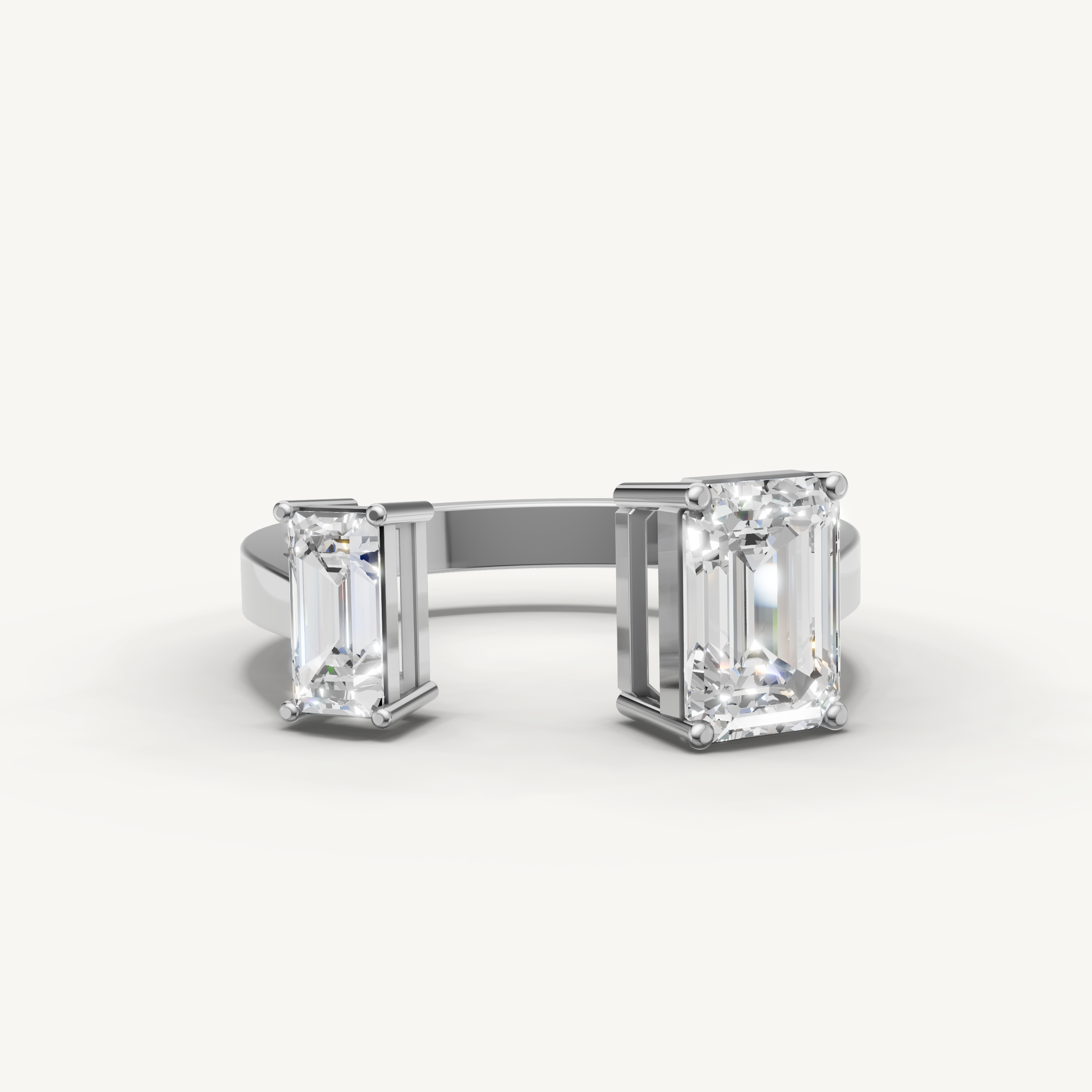 Emerald Cut Lab Grown Diamond Toi et Moi Engagement Ring in 14K Yellow Gold