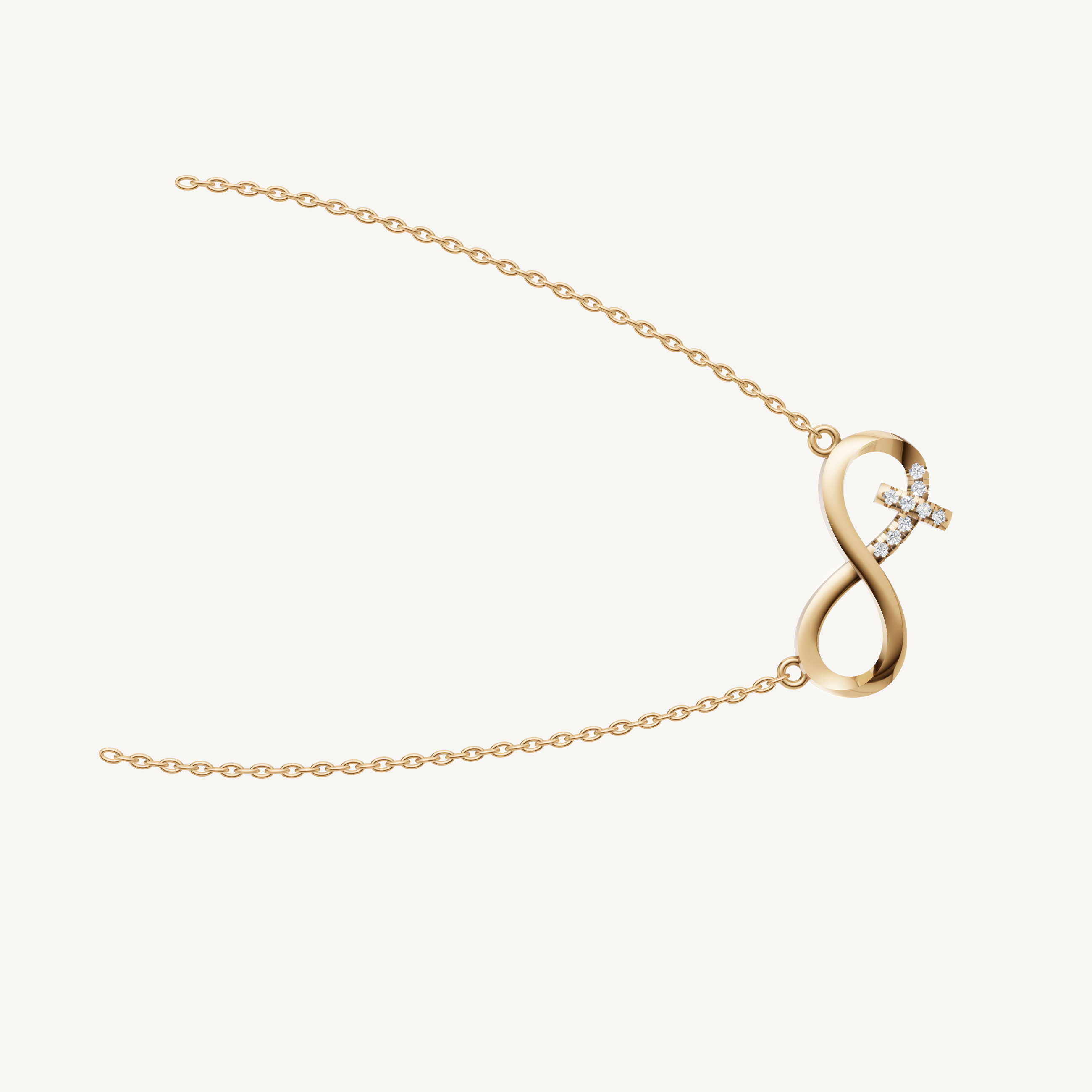Modern Infinity Initial Necklace in 14K Yellow Gold by Raul Diamonds
