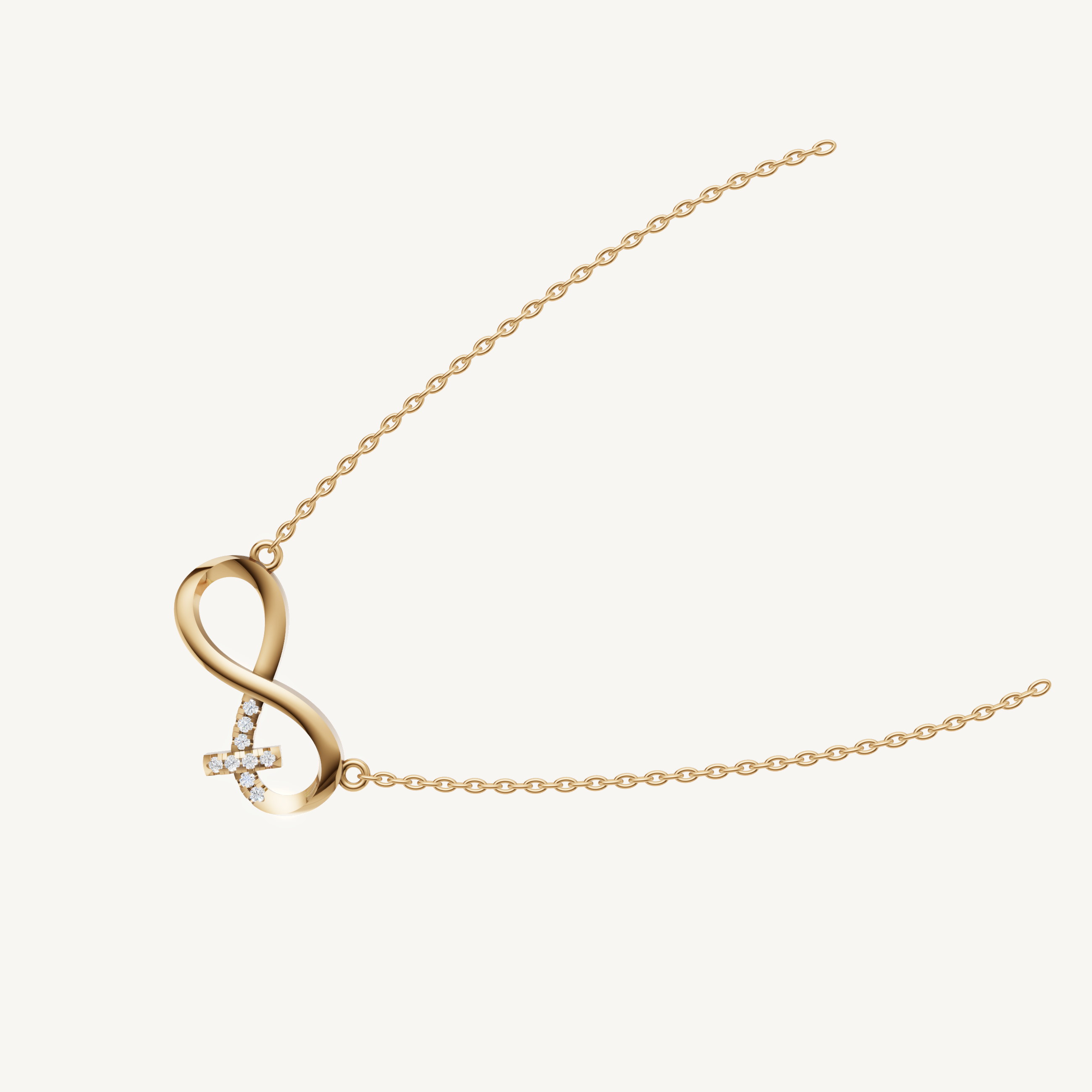 Dainty Infinity Monogram Pendant Necklace in Yellow Gold