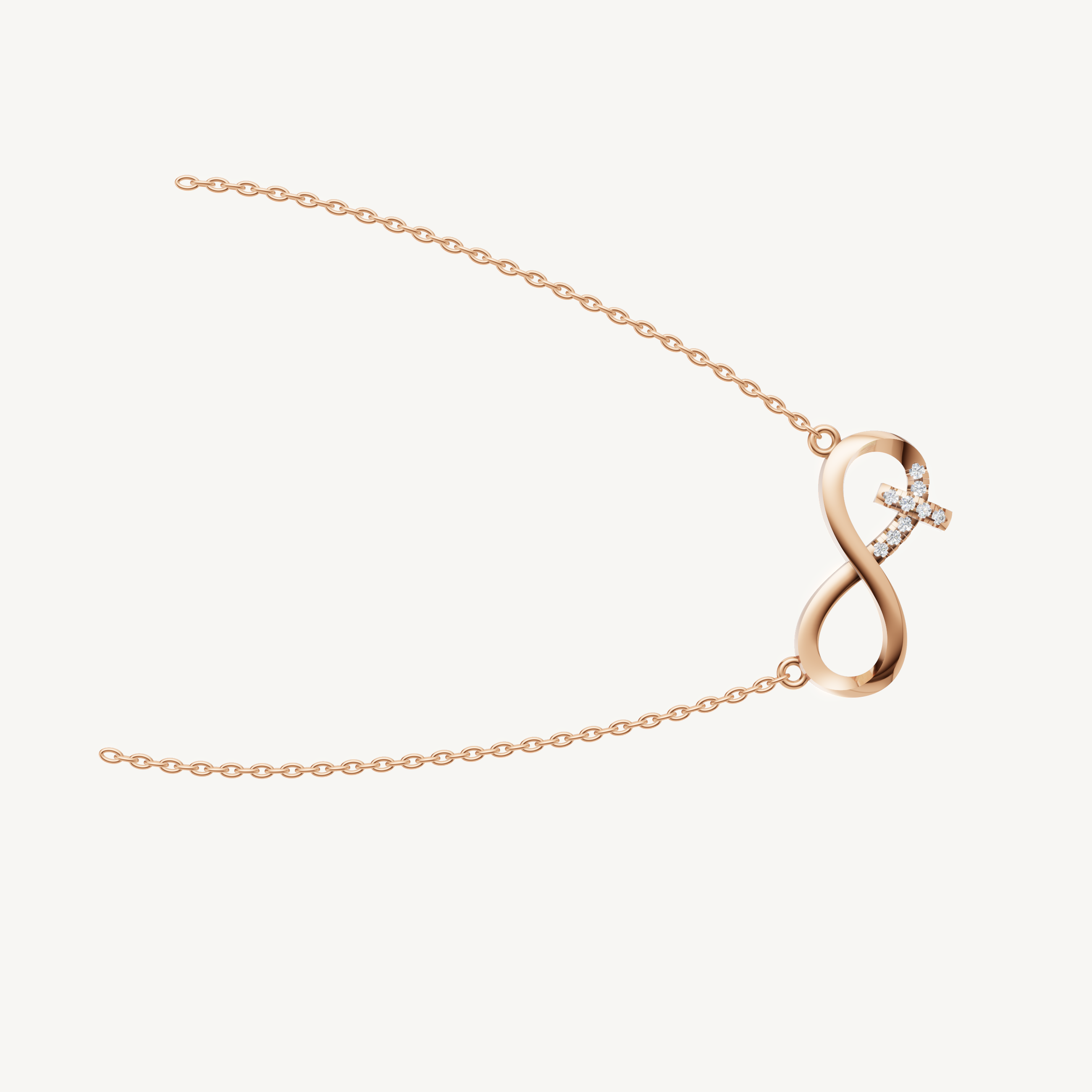 Modern Infinity Initial Necklace in 14K Rose Gold by Raul Diamonds