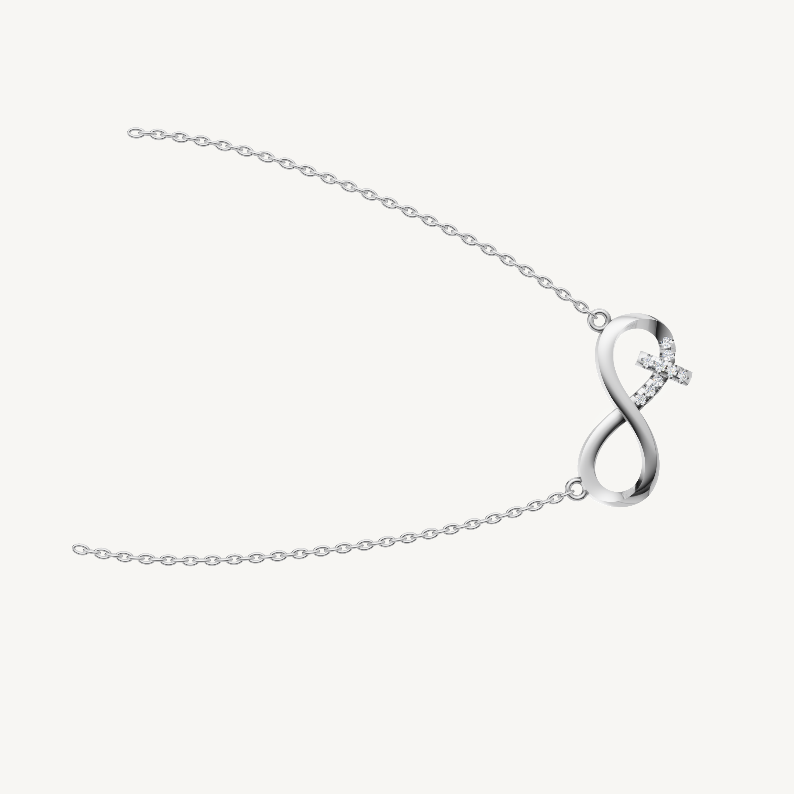 Modern Infinity Initial Necklace in 14K White Gold by Raul Diamonds
