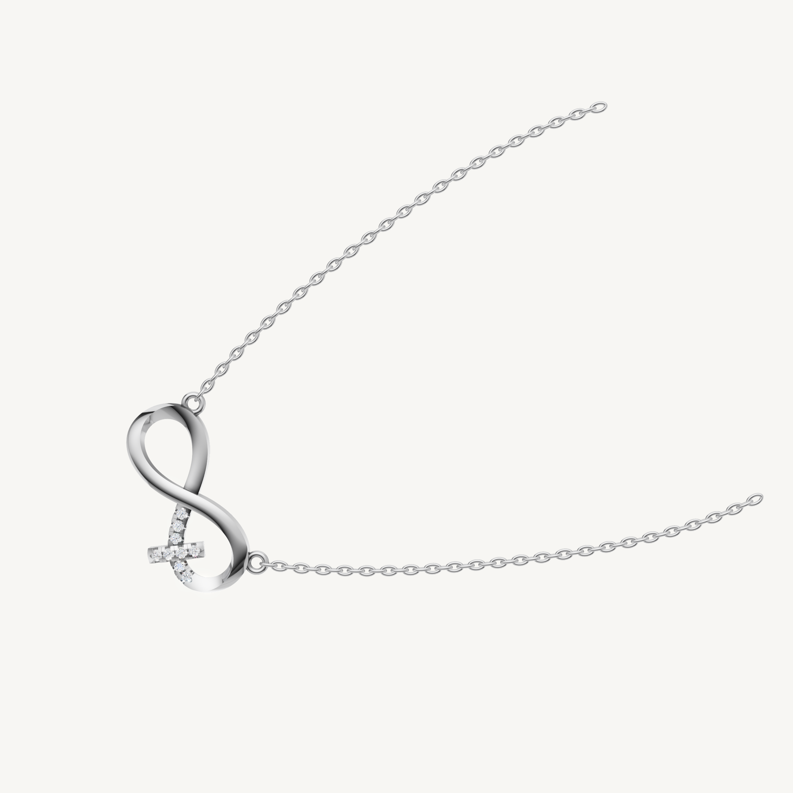 Dainty Infinity Monogram Pendant Necklace in White Gold