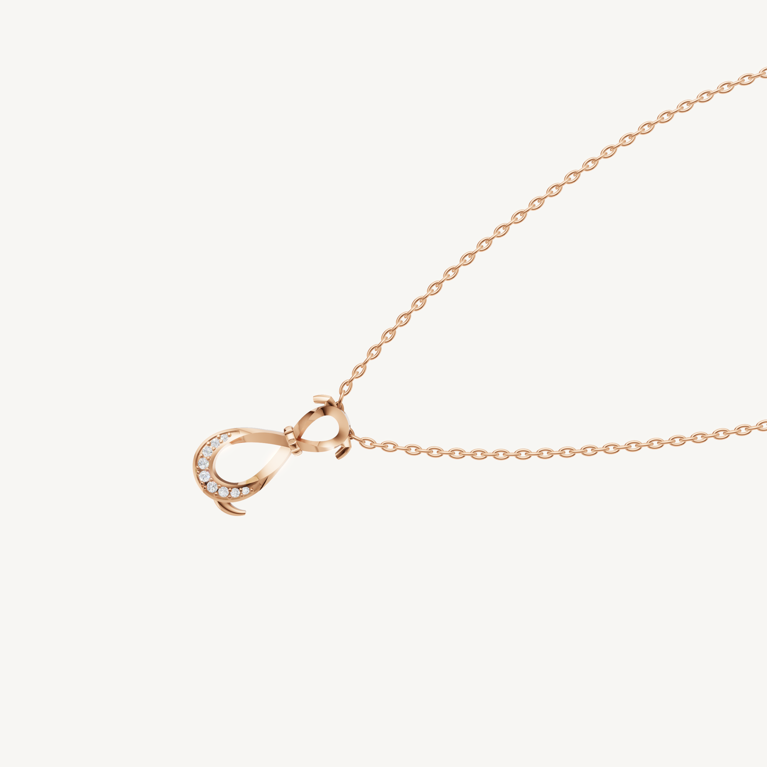 Dainty Diamond Horseshoe Charm Pendant Necklace in 14K Rose Gold