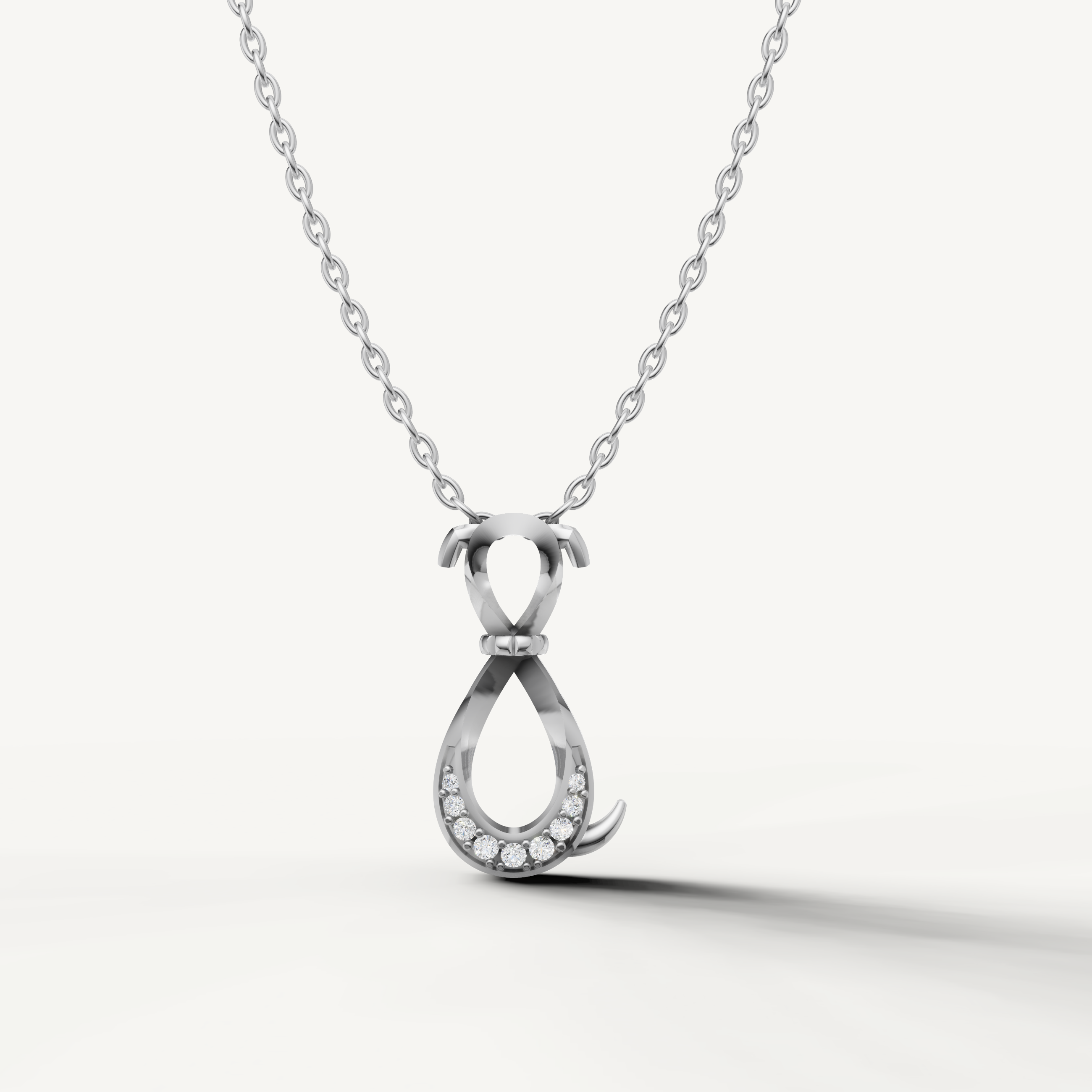 Raul Diamonds Diamond Horse Shoe Pendant Necklace in 14K White Gold