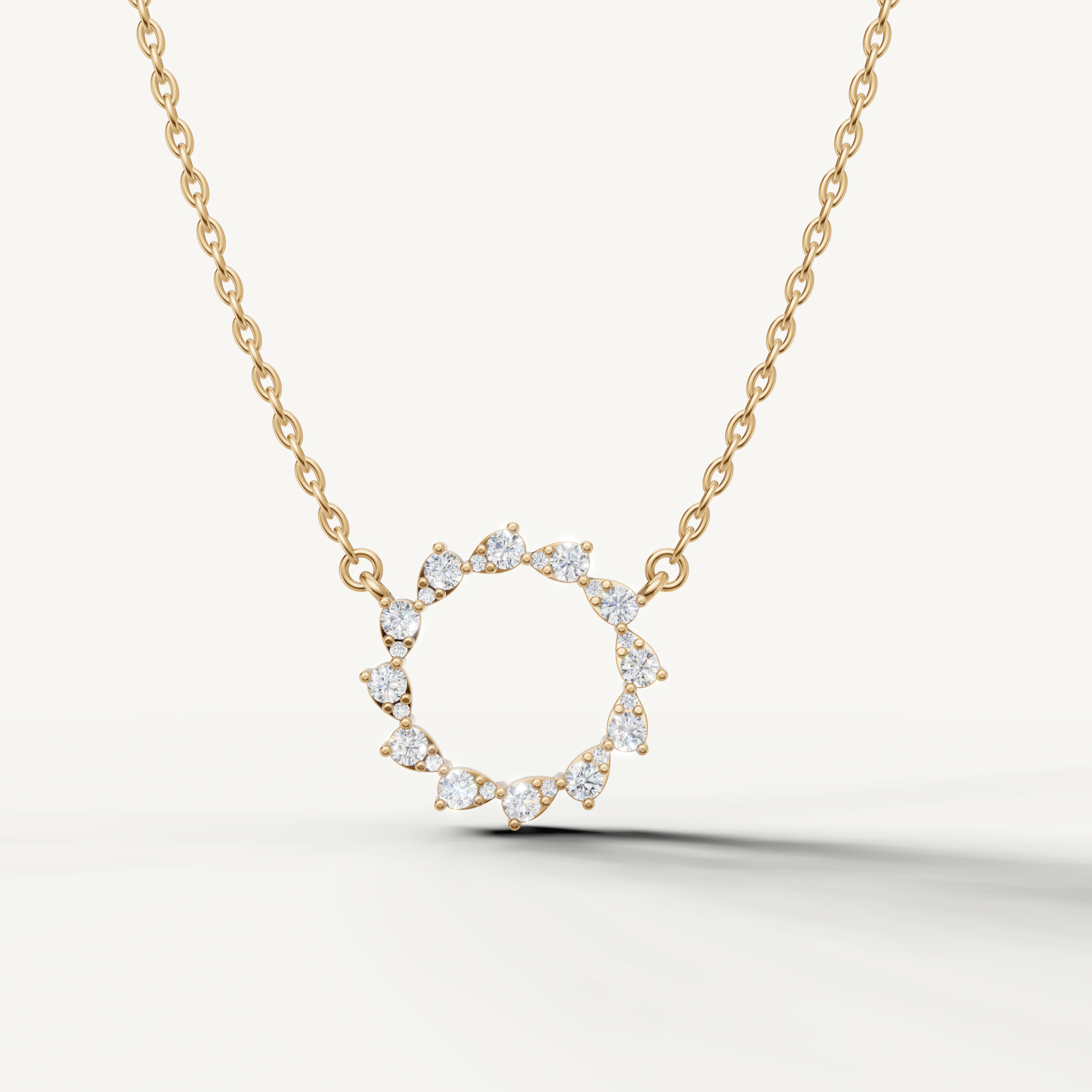 Raul Diamonds Round Diamond Circle Pendant Necklace in 14K Yellow Gold