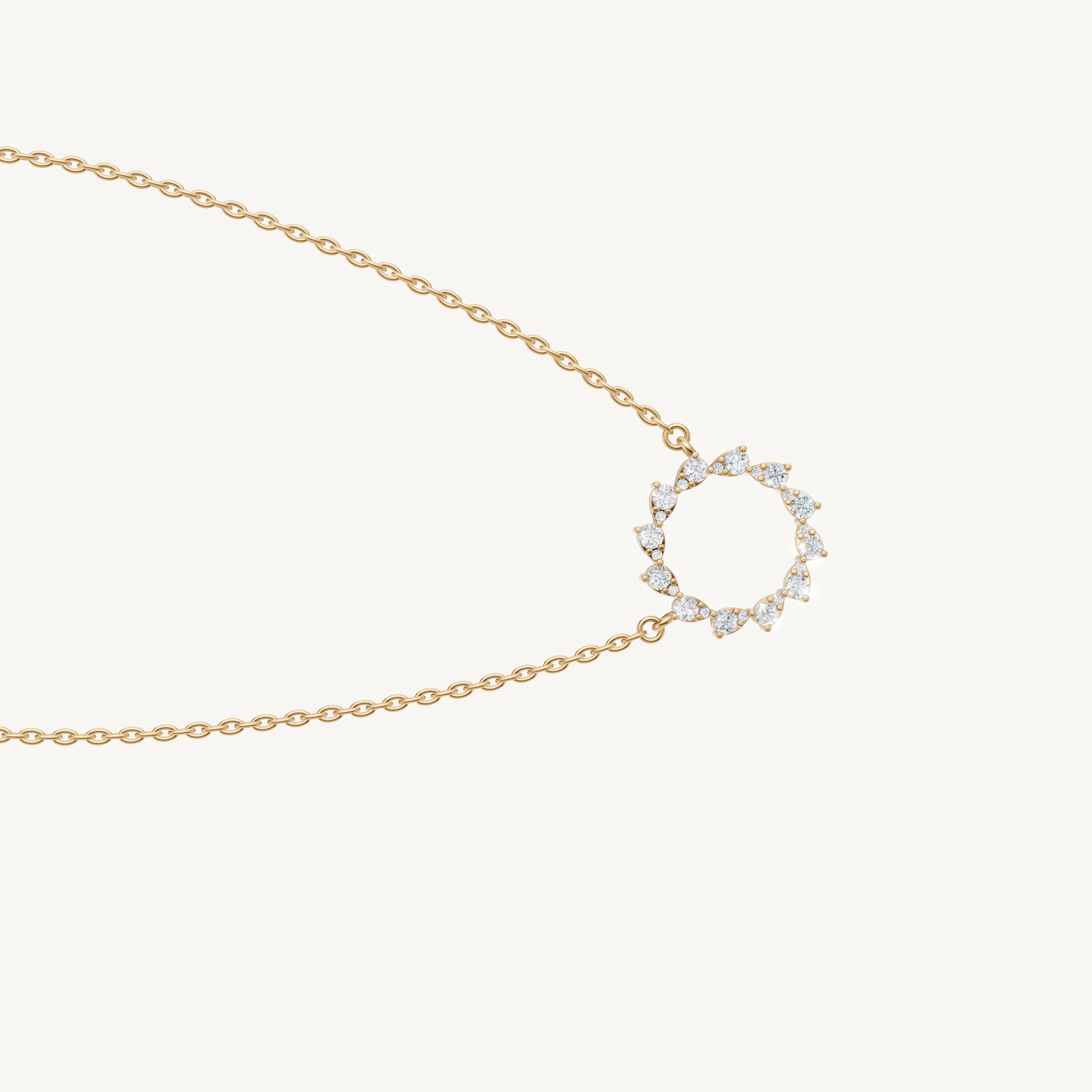 Modern Diamond Circle Necklace for Women in 14K Yellow Gold