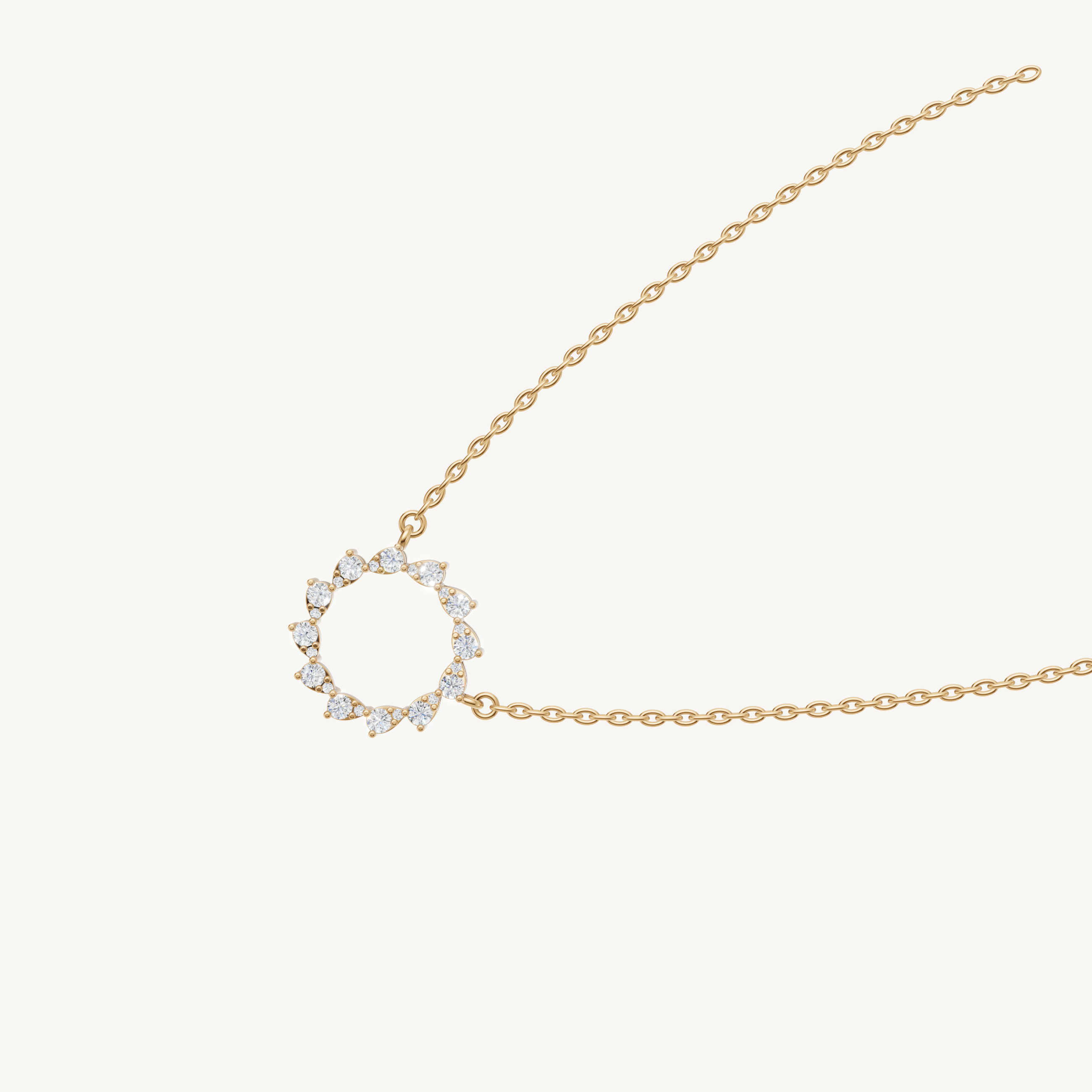 Dainty Open Circle Lab Diamond Pendant Necklace in Yellow Gold