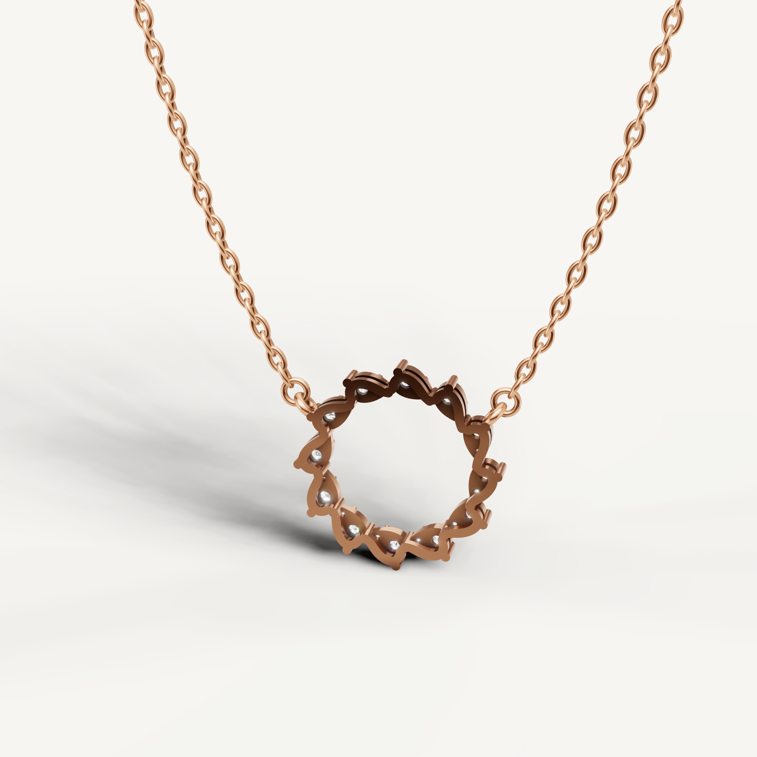 Minimalist Open Circle Lab Grown Diamond Pendant Necklace in Rose Gold