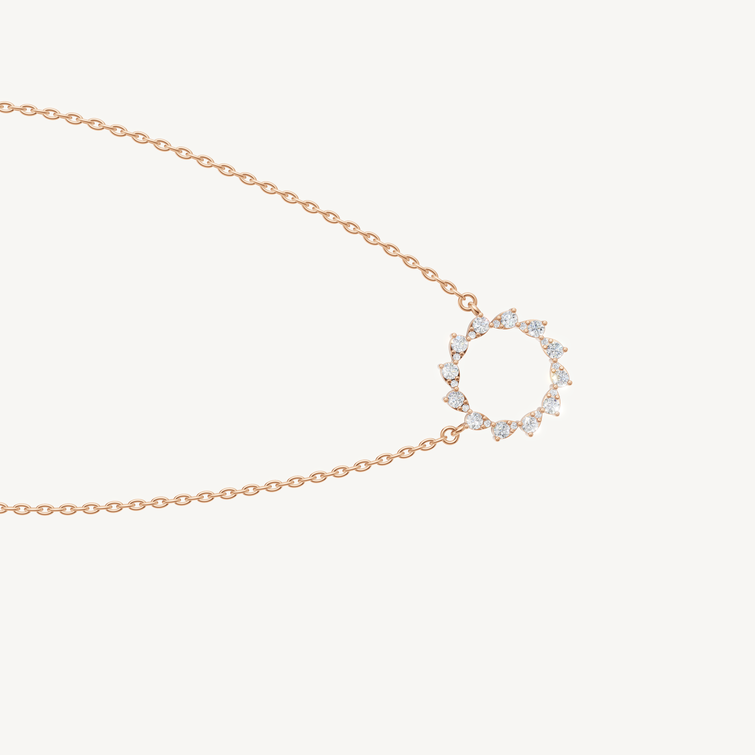 Modern Diamond Circle Necklace for Women in 14K Rose Gold
