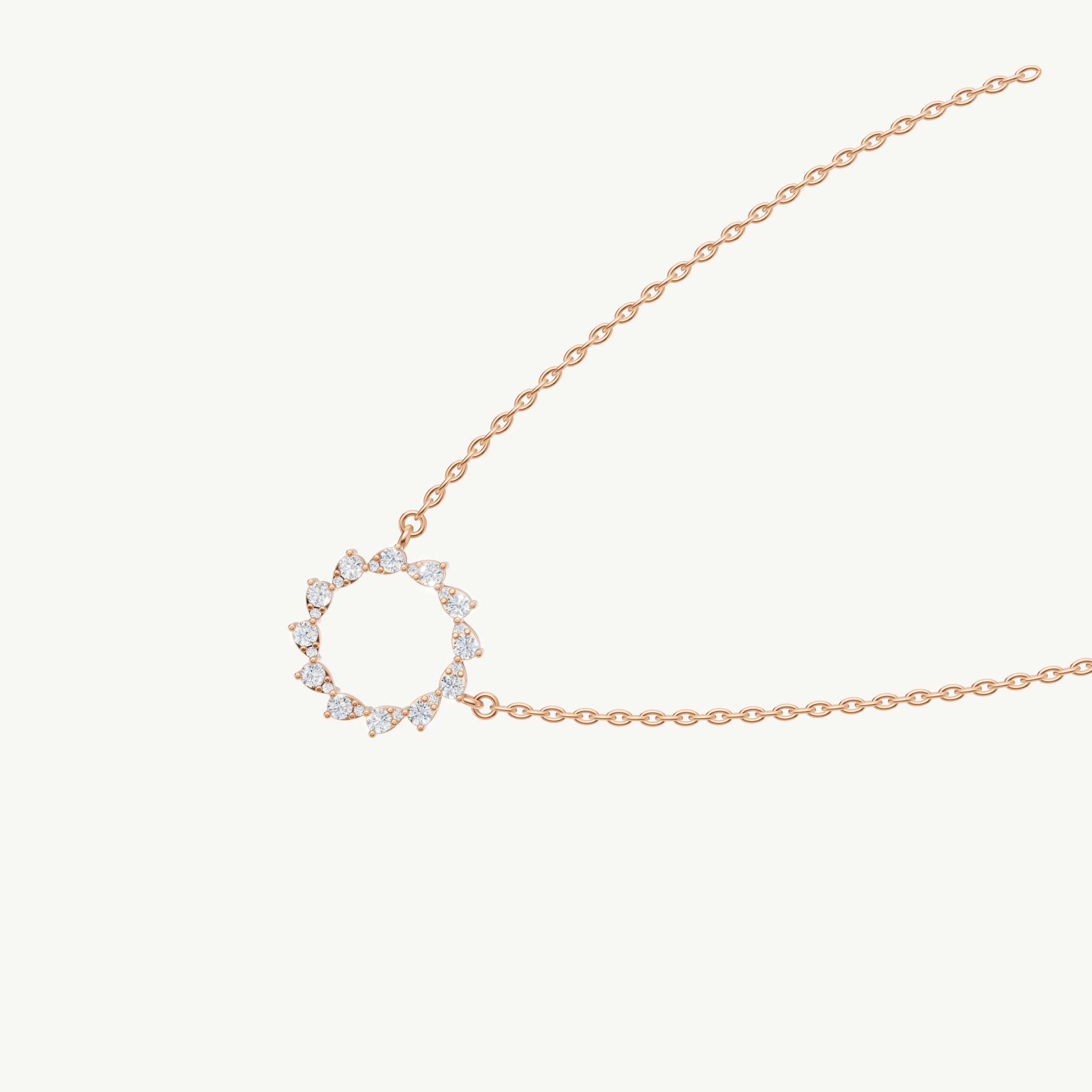 Dainty Open Circle Lab Diamond Pendant Necklace in Rose Gold