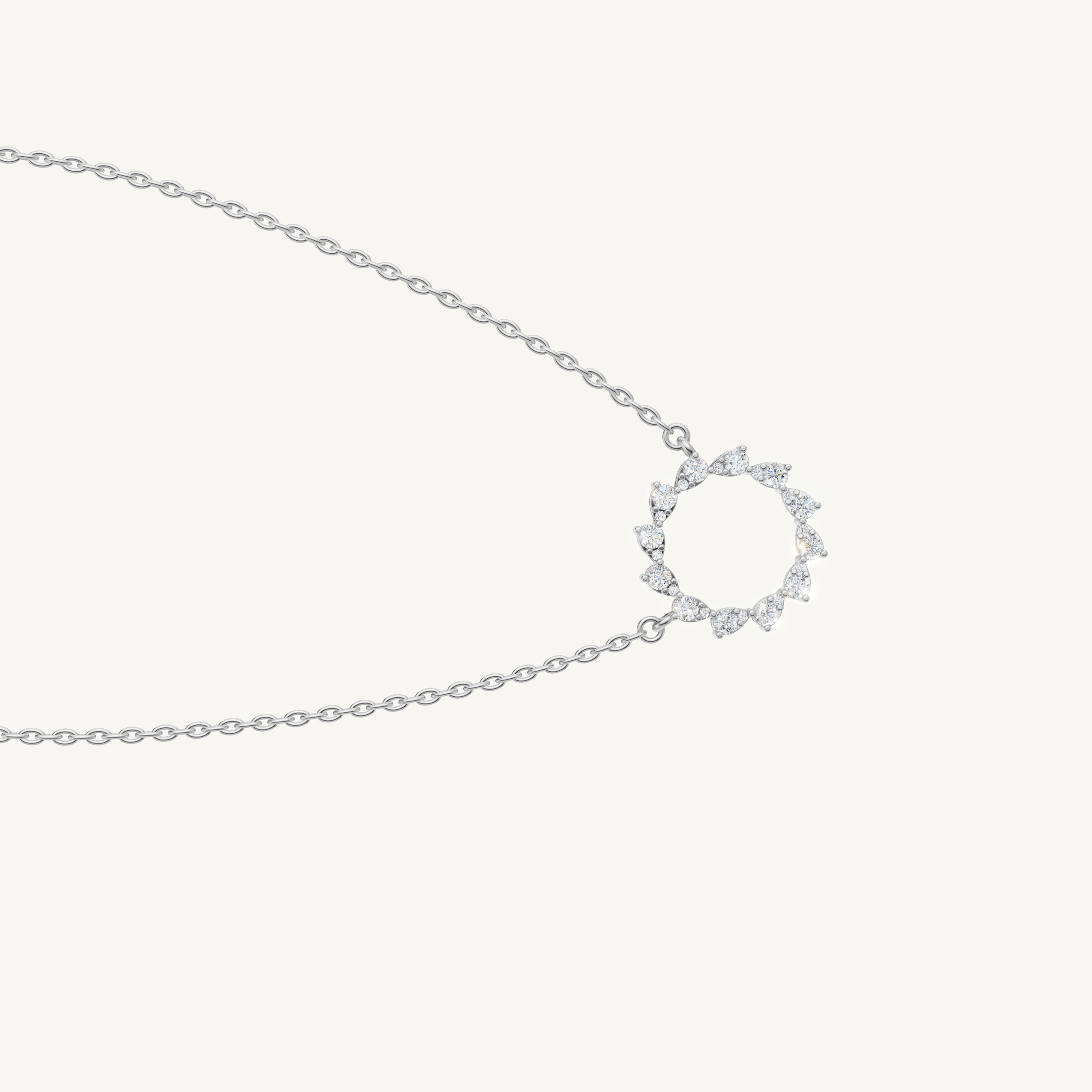 Modern Diamond Circle Necklace for Women in 14K White Gold