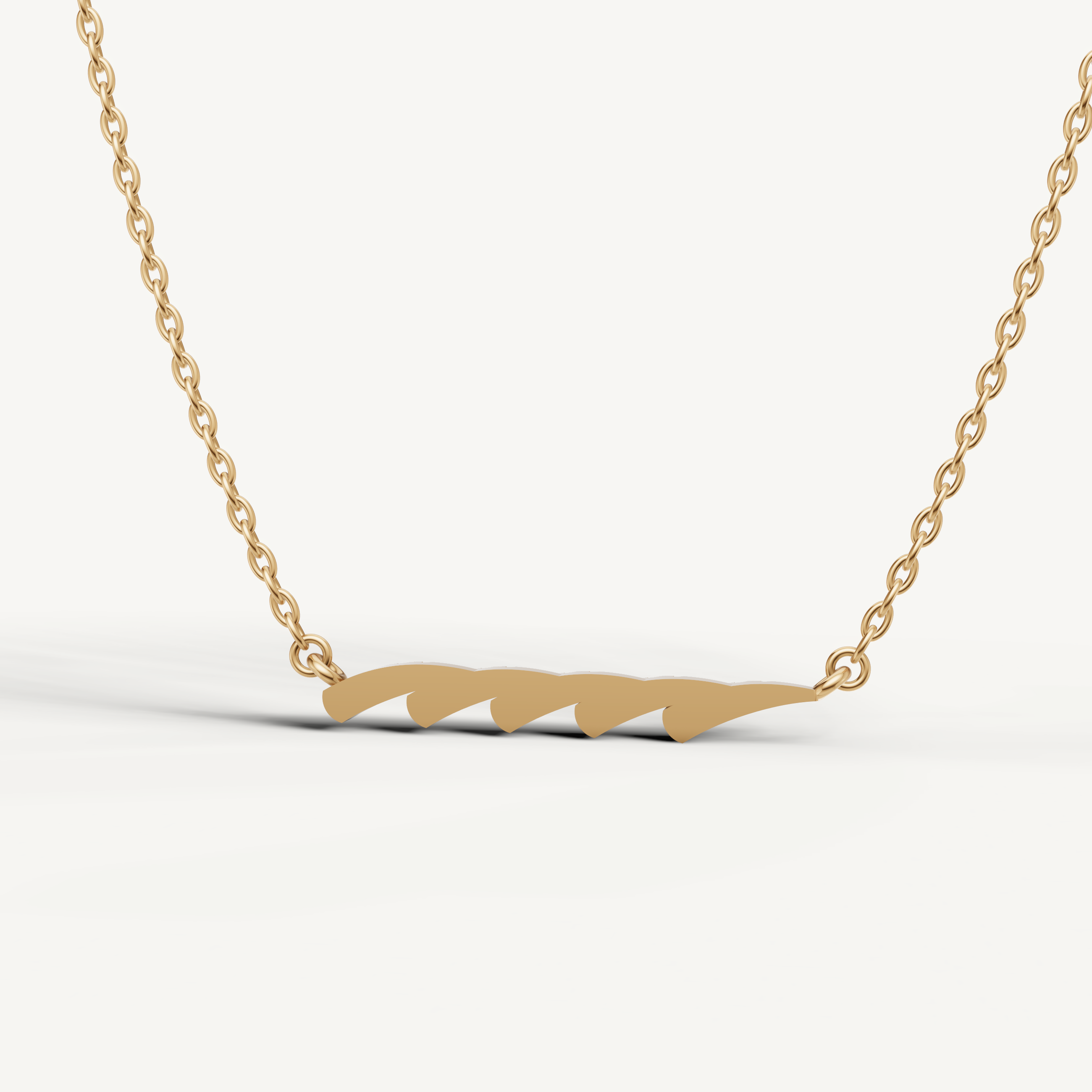 Minimalist Wave Diamond Bar Necklace in Yellow Gold by Raul Diamonds