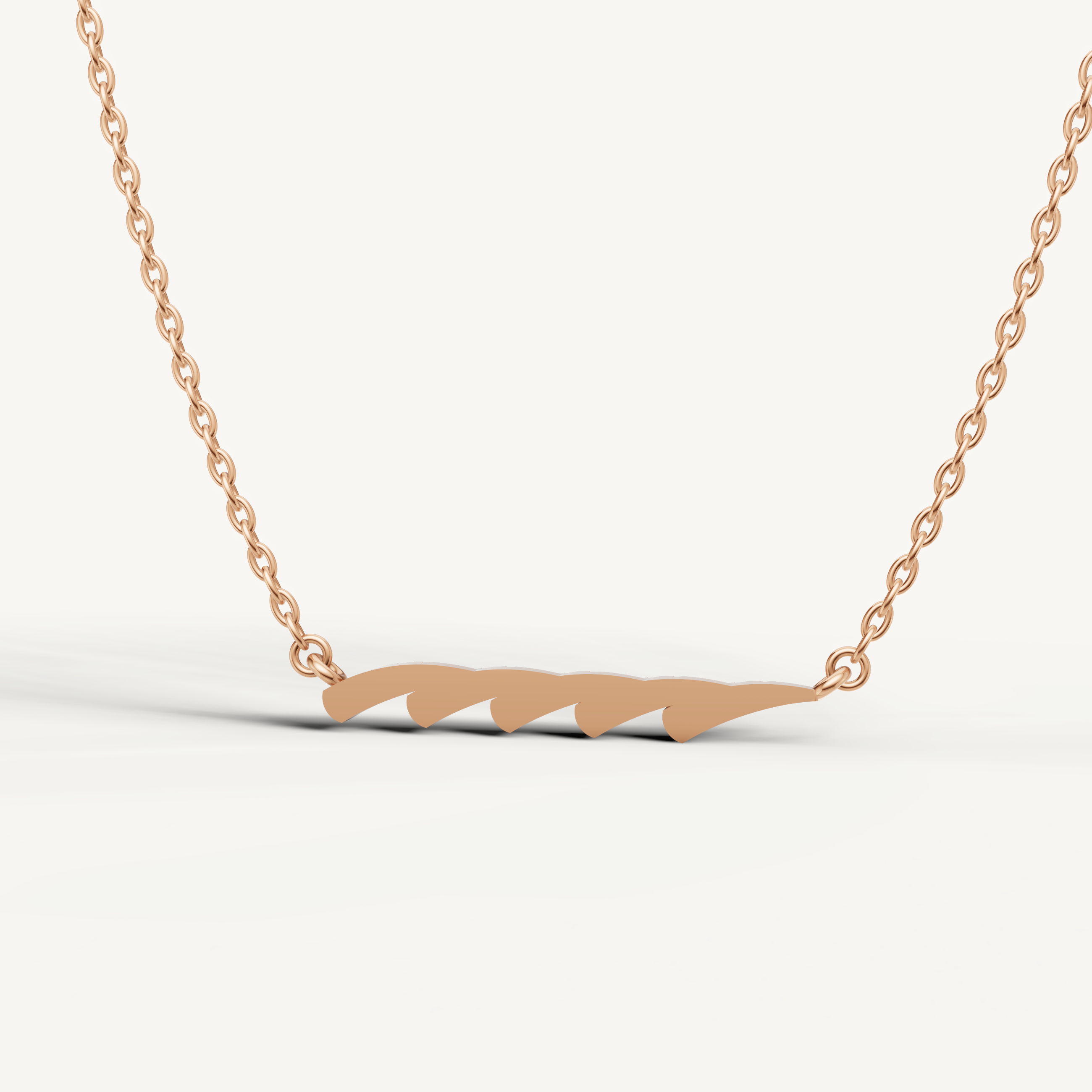 Minimalist Wave Diamond Bar Necklace in Rose Gold by Raul Diamonds