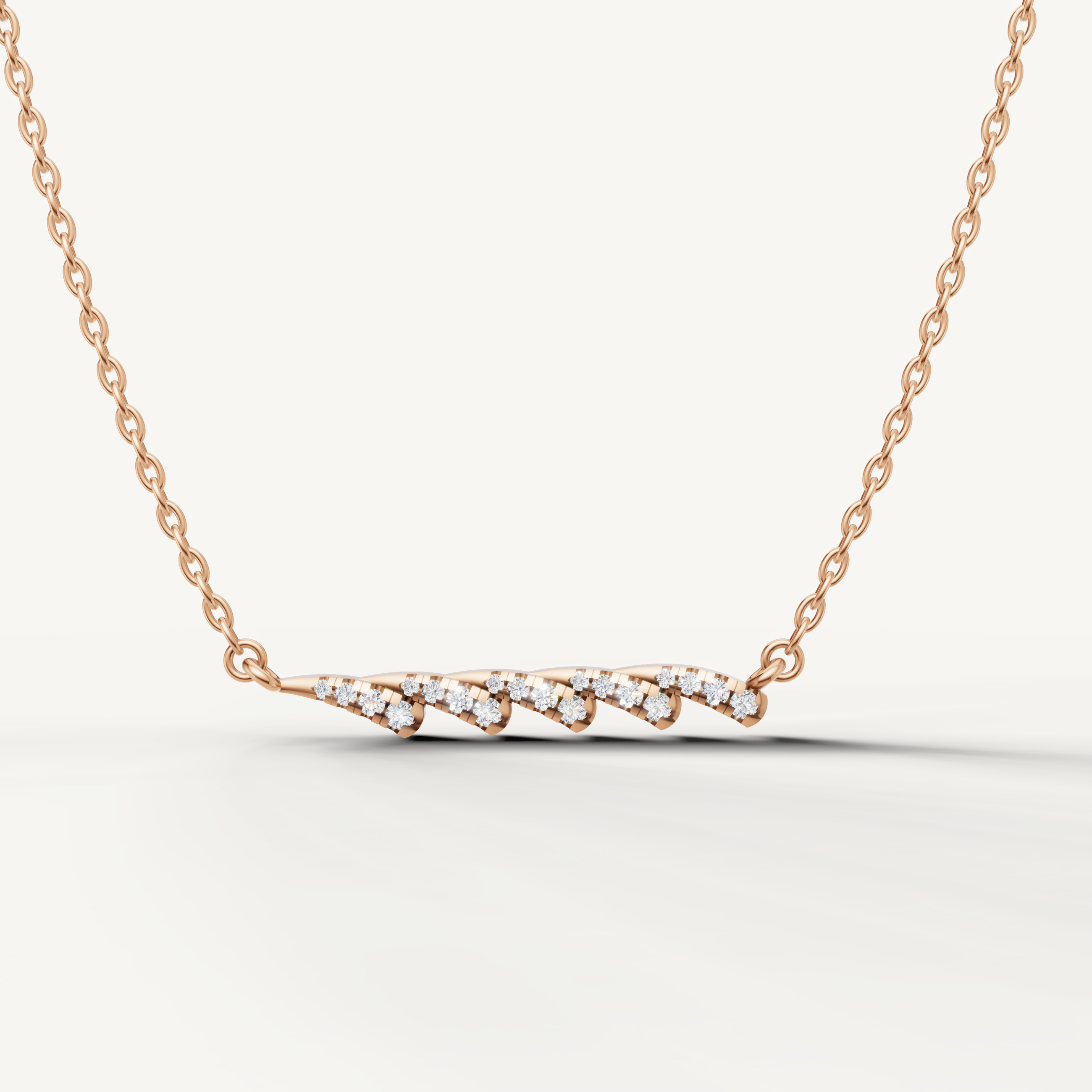 Raul Diamonds Curved Diamond Bar Pendant Necklace in 14K Rose Gold