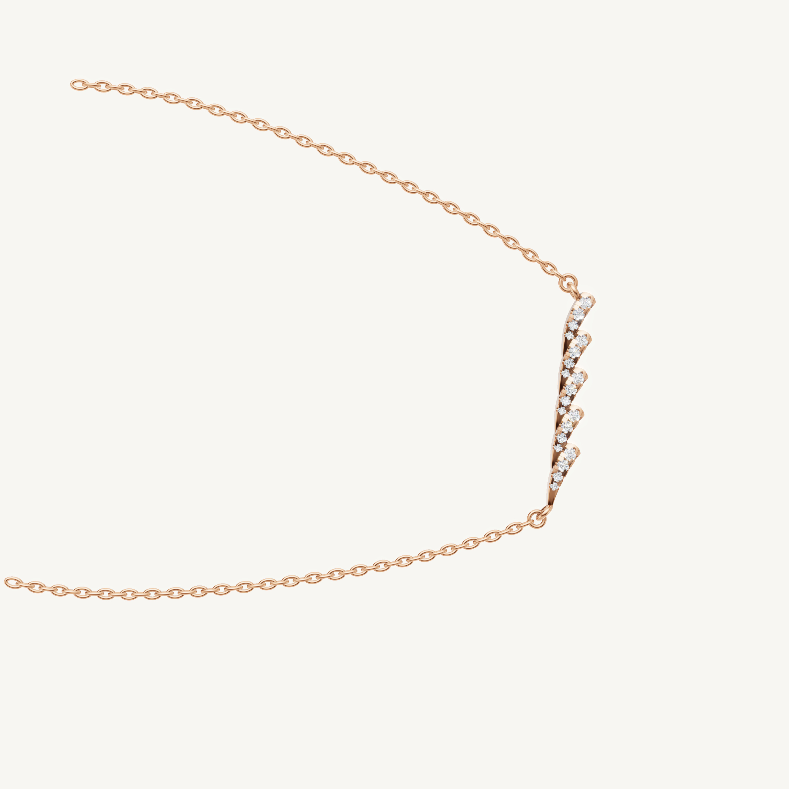 Modern Diamond Curve Bar Necklace in 14K Rose Gold
