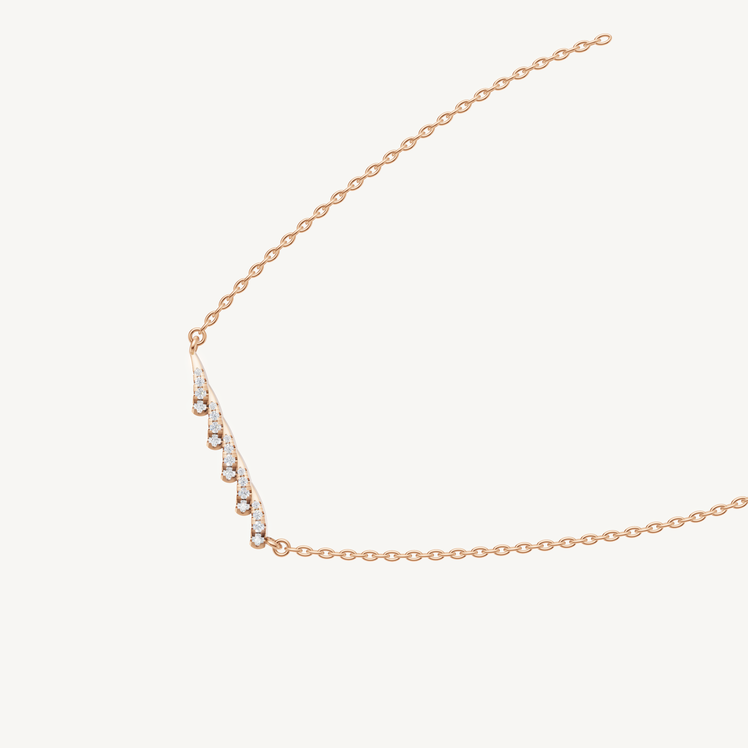 Dainty Curved Diamond Station Pendant Necklace in Rose Gold