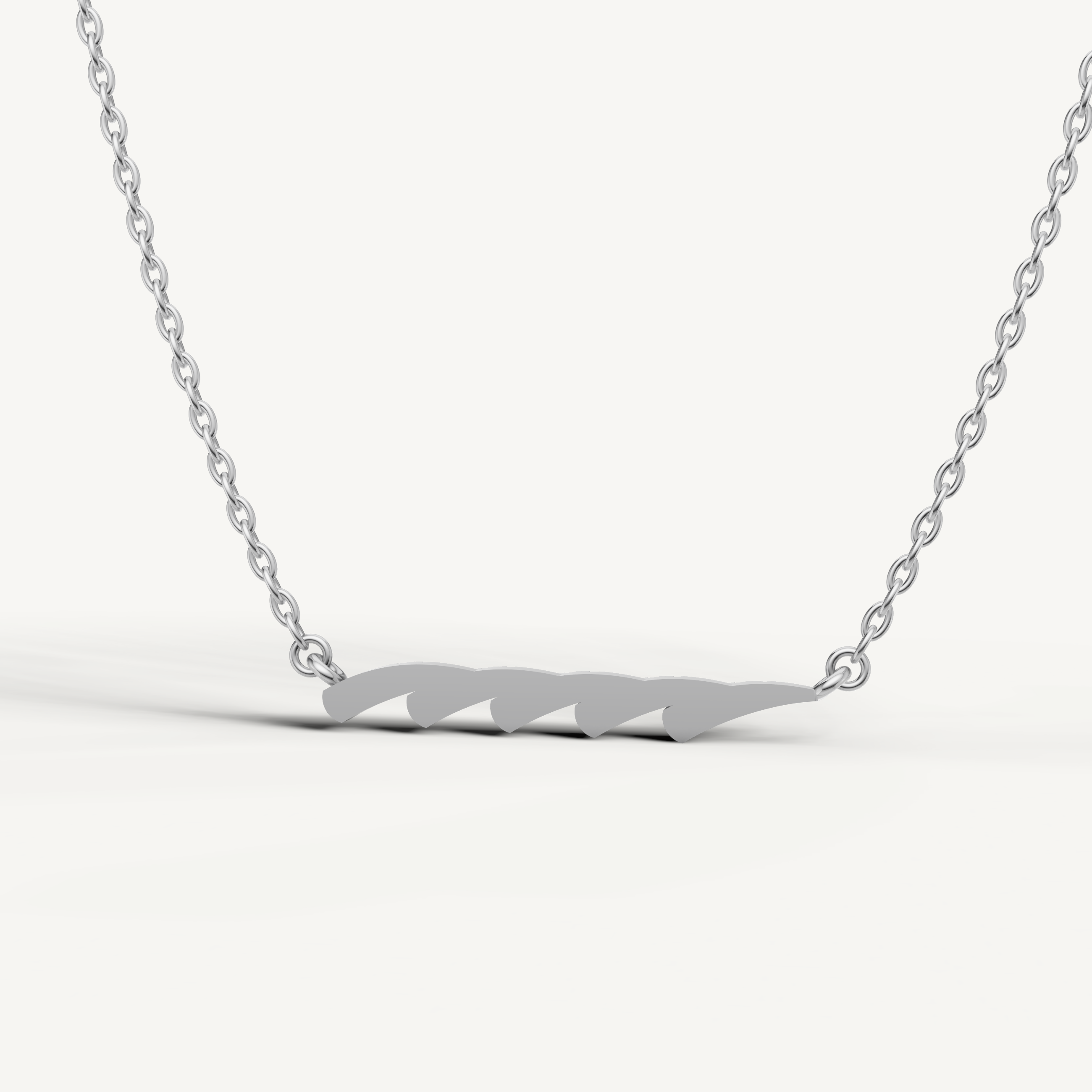 Minimalist Wave Diamond Bar Necklace in White Gold by Raul Diamonds