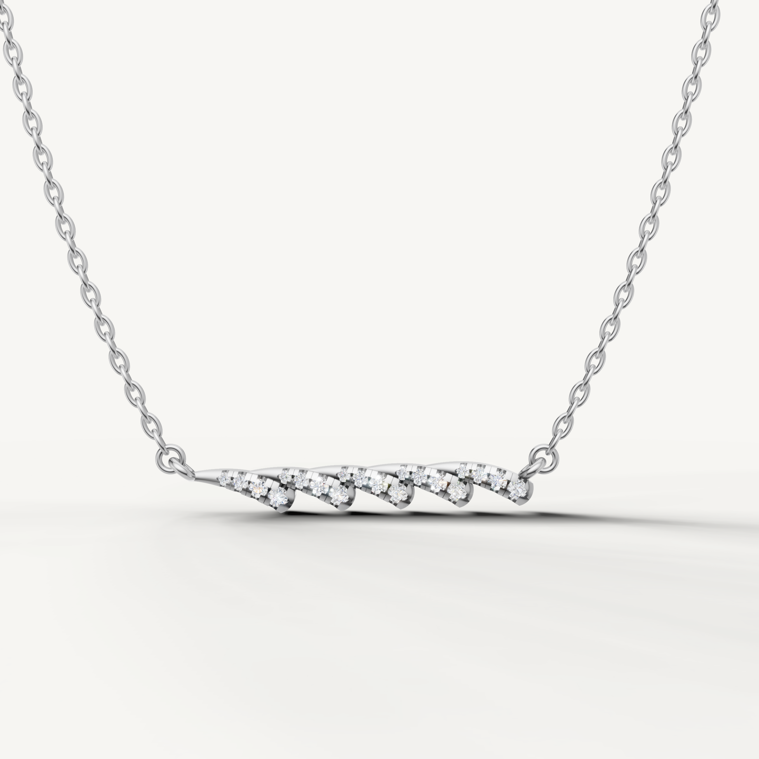 Raul Diamonds Curved Diamond Bar Pendant Necklace in 14K White Gold