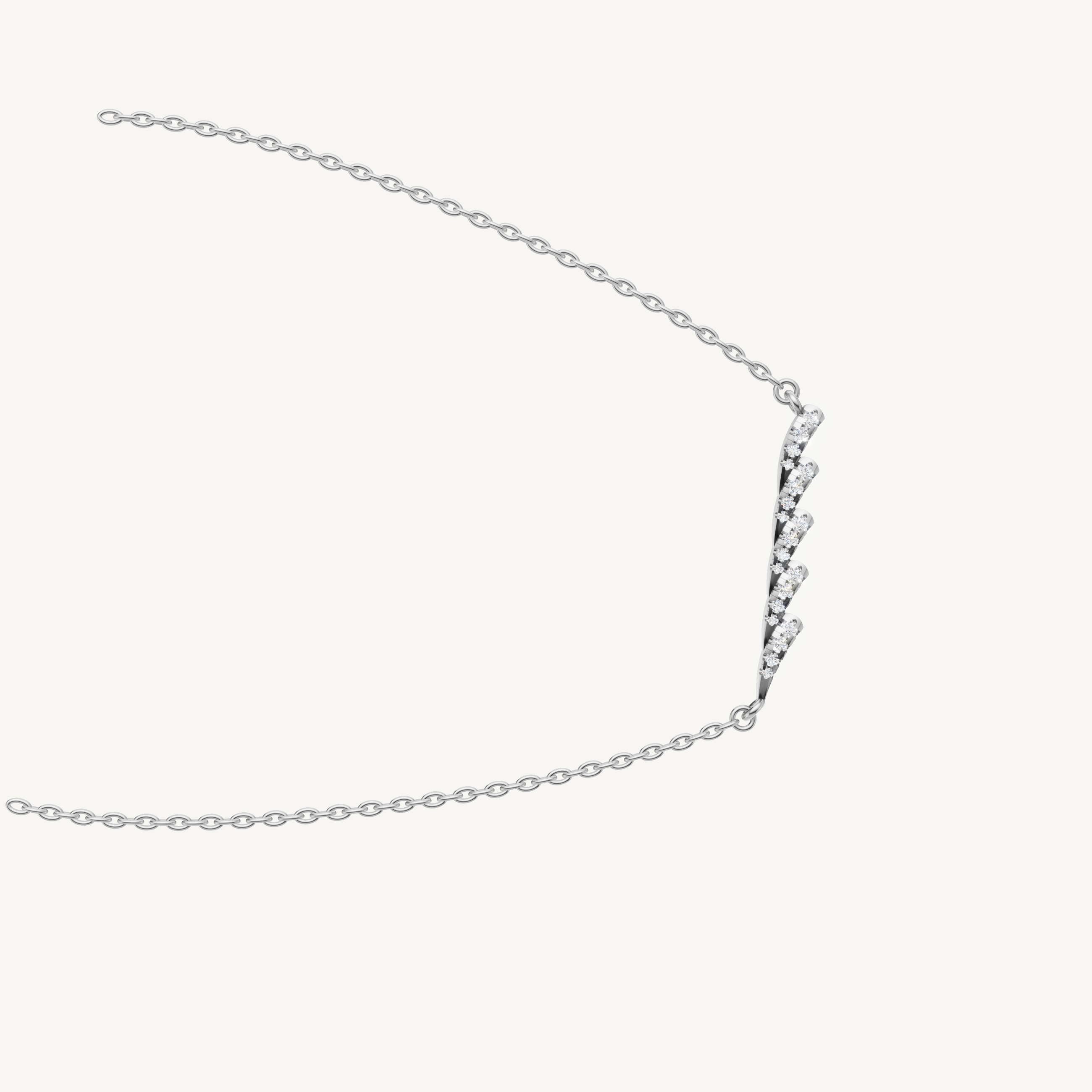 Modern Diamond Curve Bar Necklace in 14K White Gold