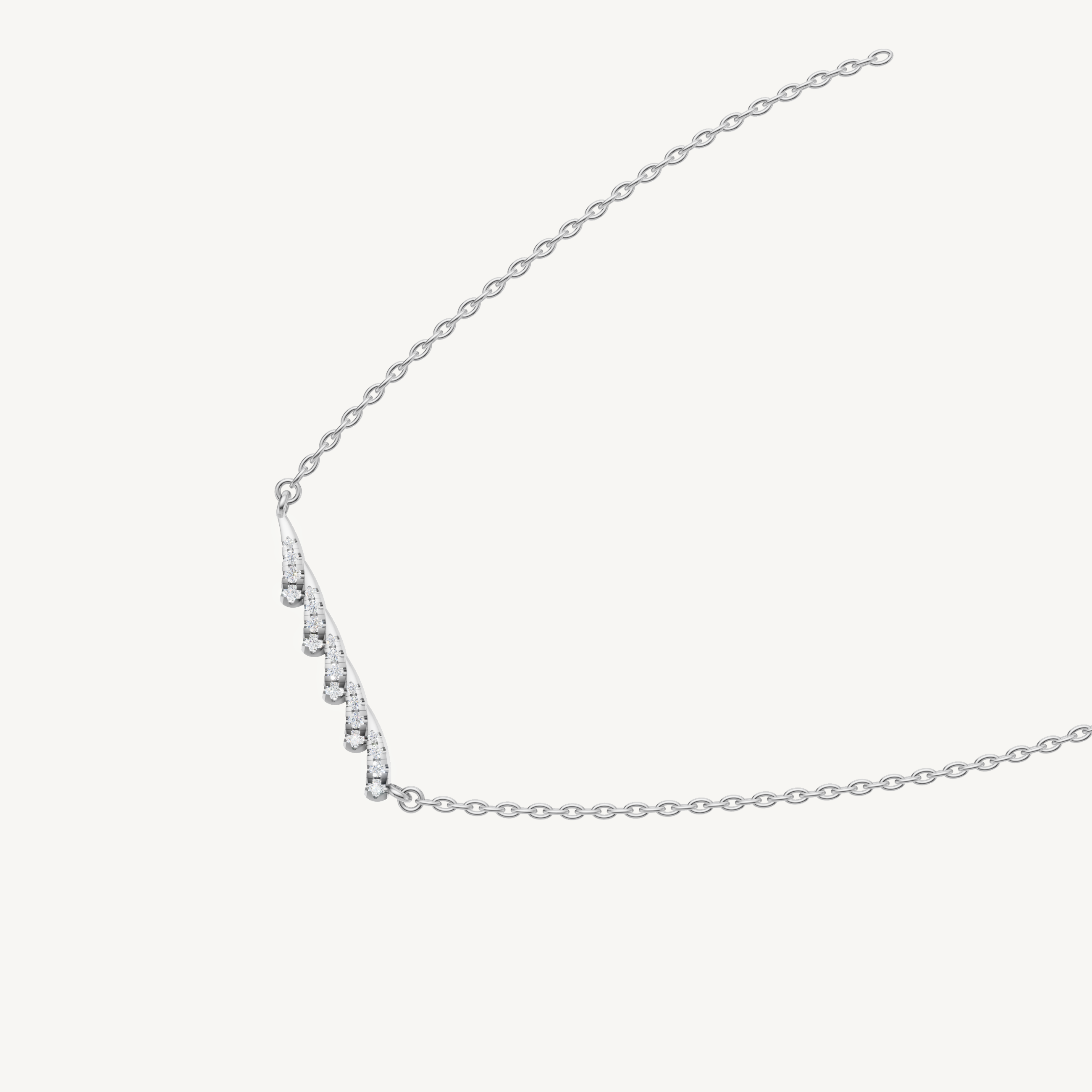Dainty Curved Diamond Station Pendant Necklace in White Gold