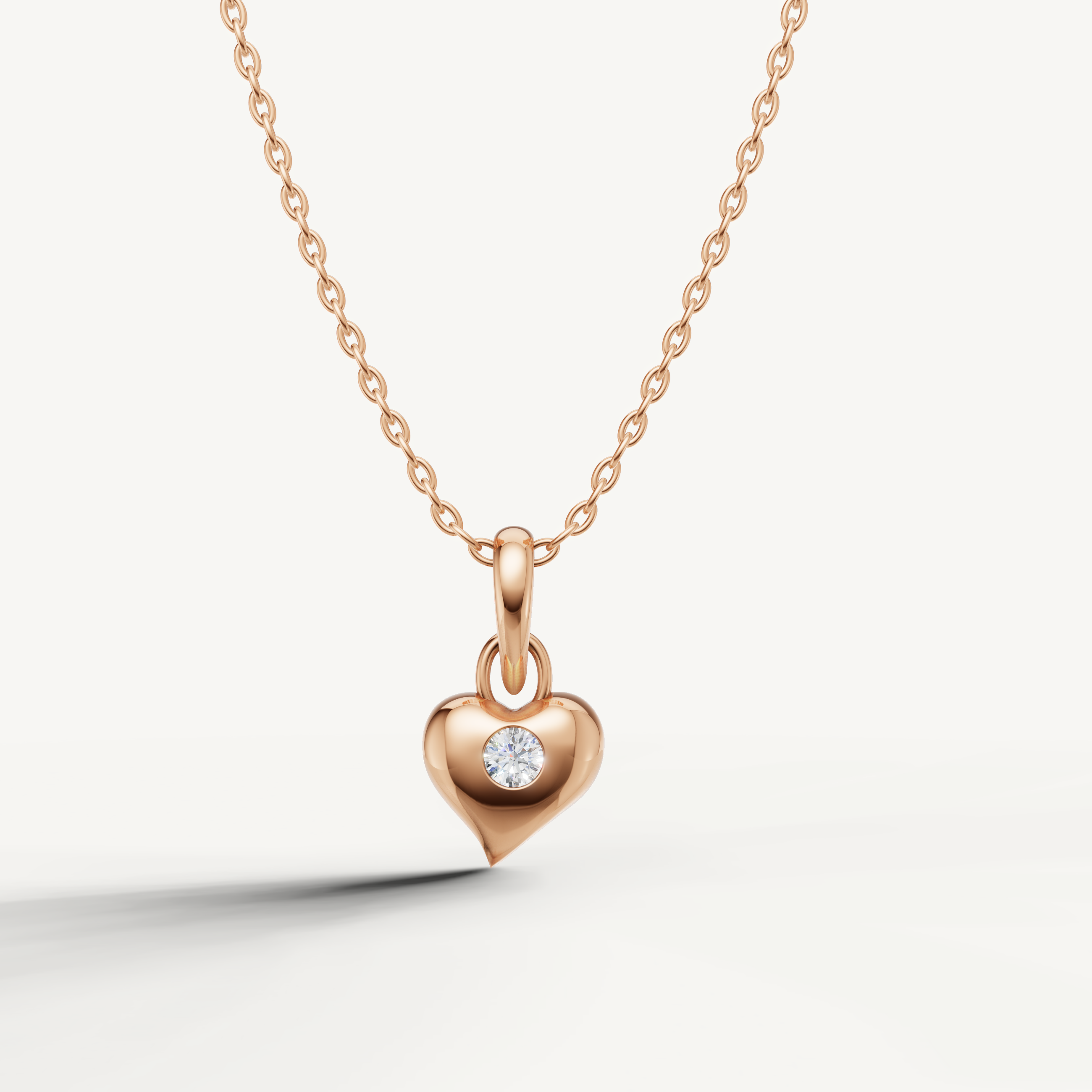 Raul Diamonds Heart Shape Diamond Pendant Necklace in 14K Rose Gold