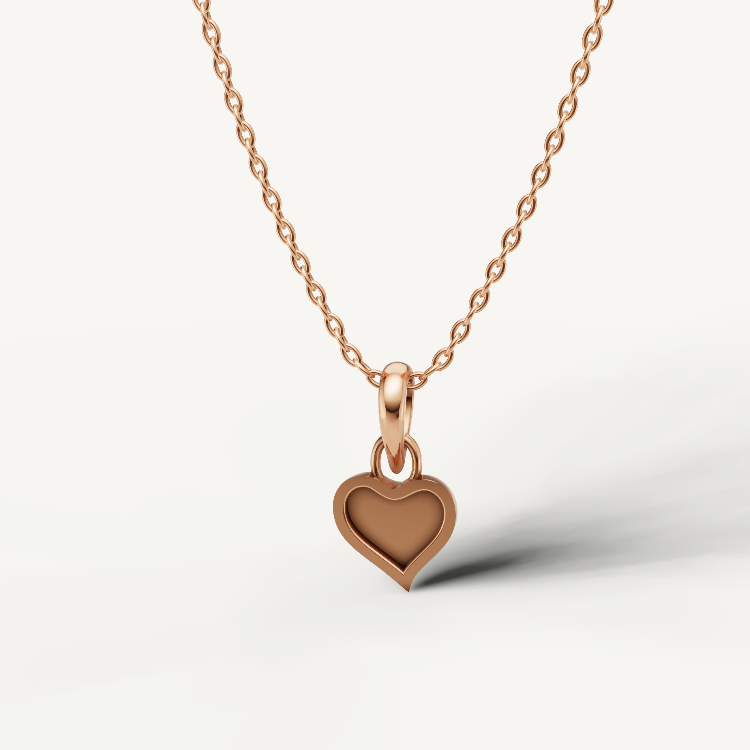 Minimalist Heart Lab Grown Diamond Pendant Necklace in Rose Gold