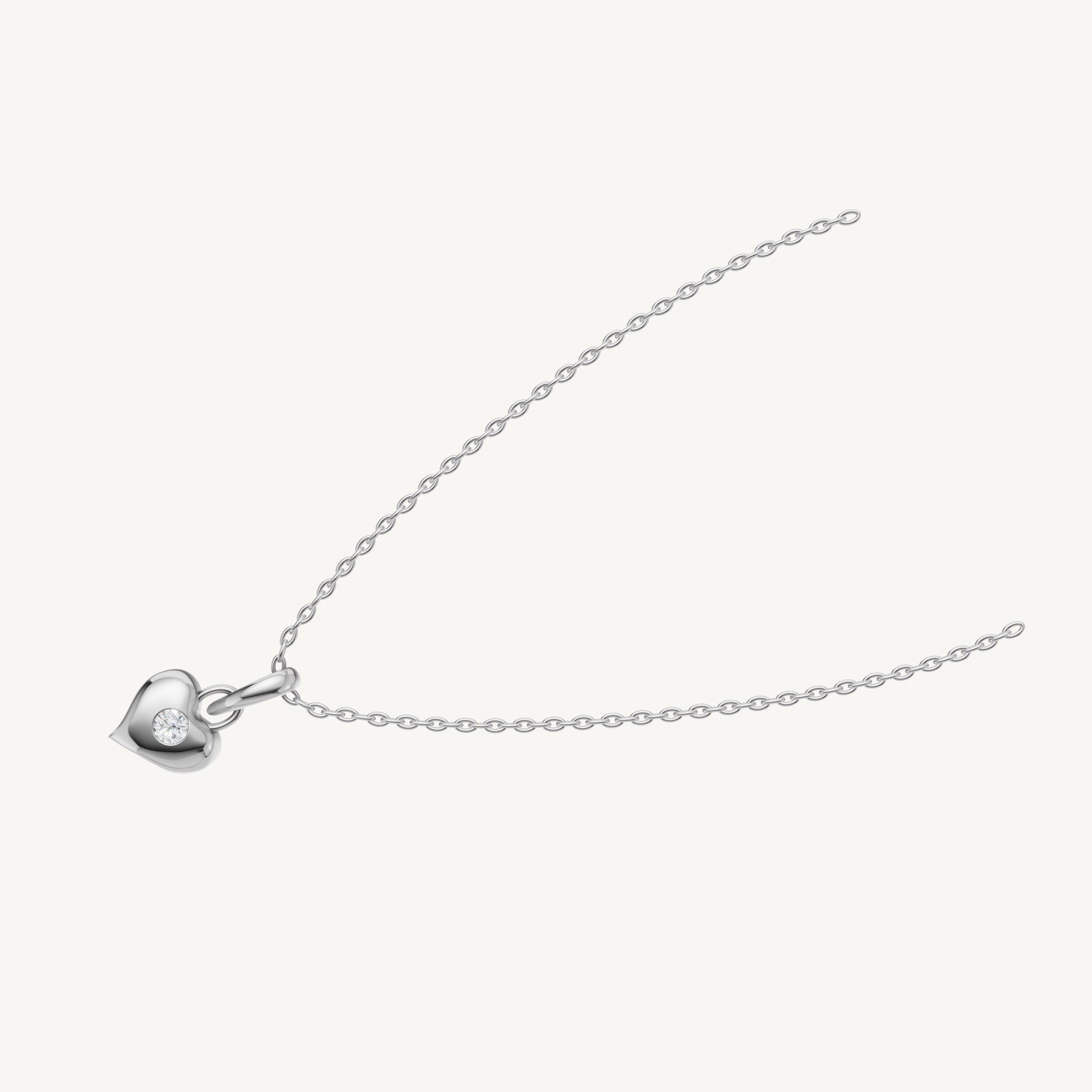 Dainty Bezel Set Diamond Heart Pendant Necklace in 14K White Gold