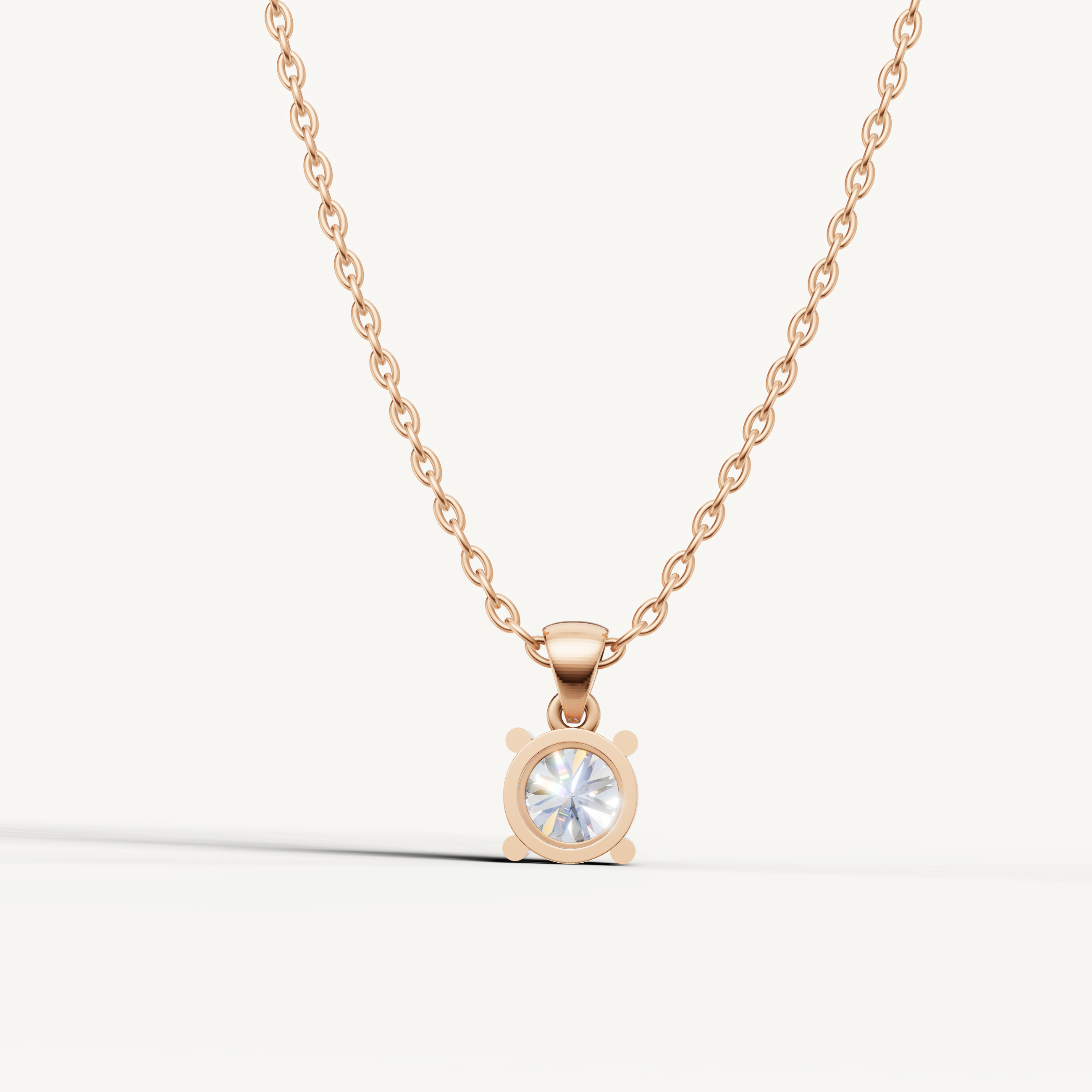 Classic Round Cut Lab Diamond Pendant Necklace in Rose Gold
