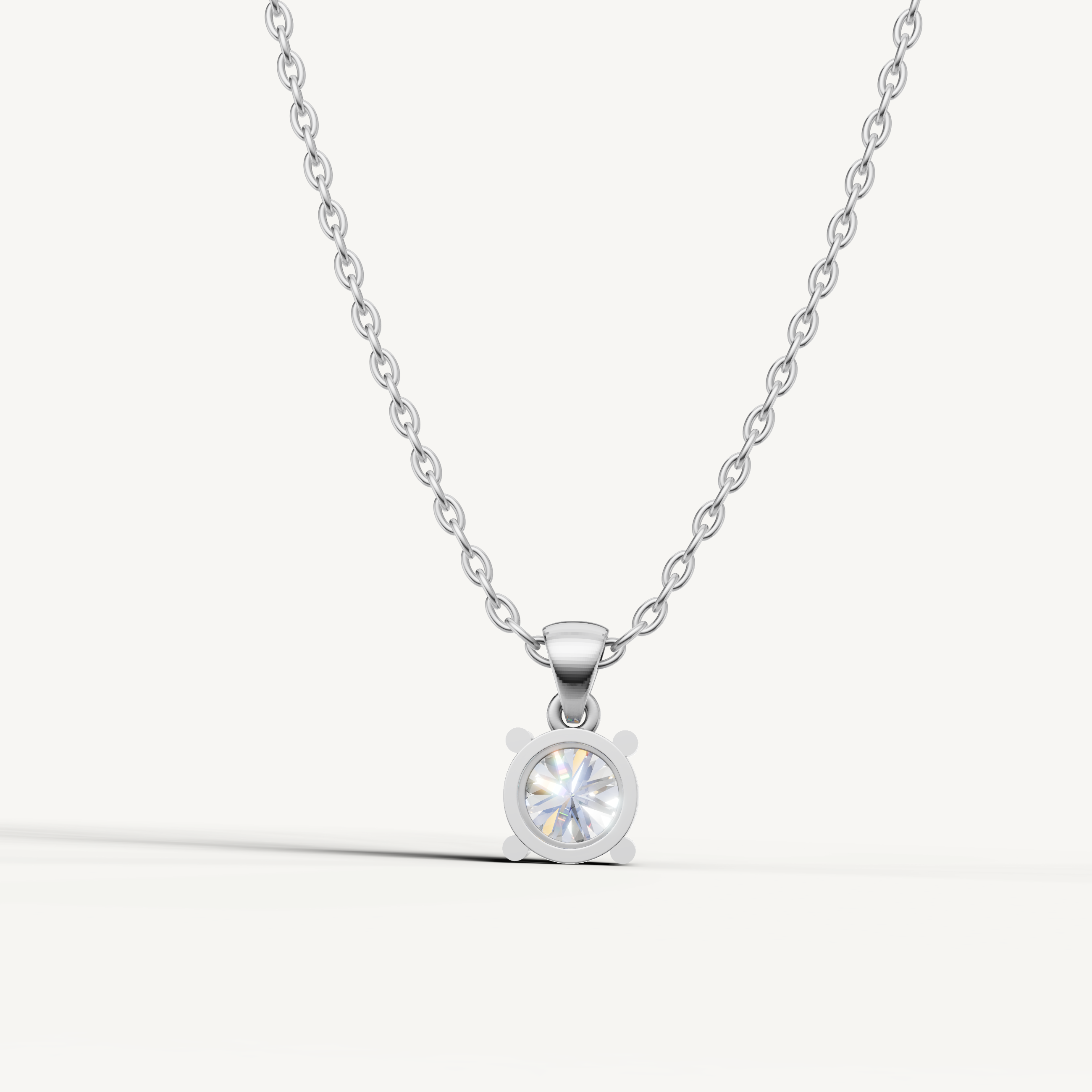 Minimalist Round Lab Grown Diamond Solitaire Pendant White Gold