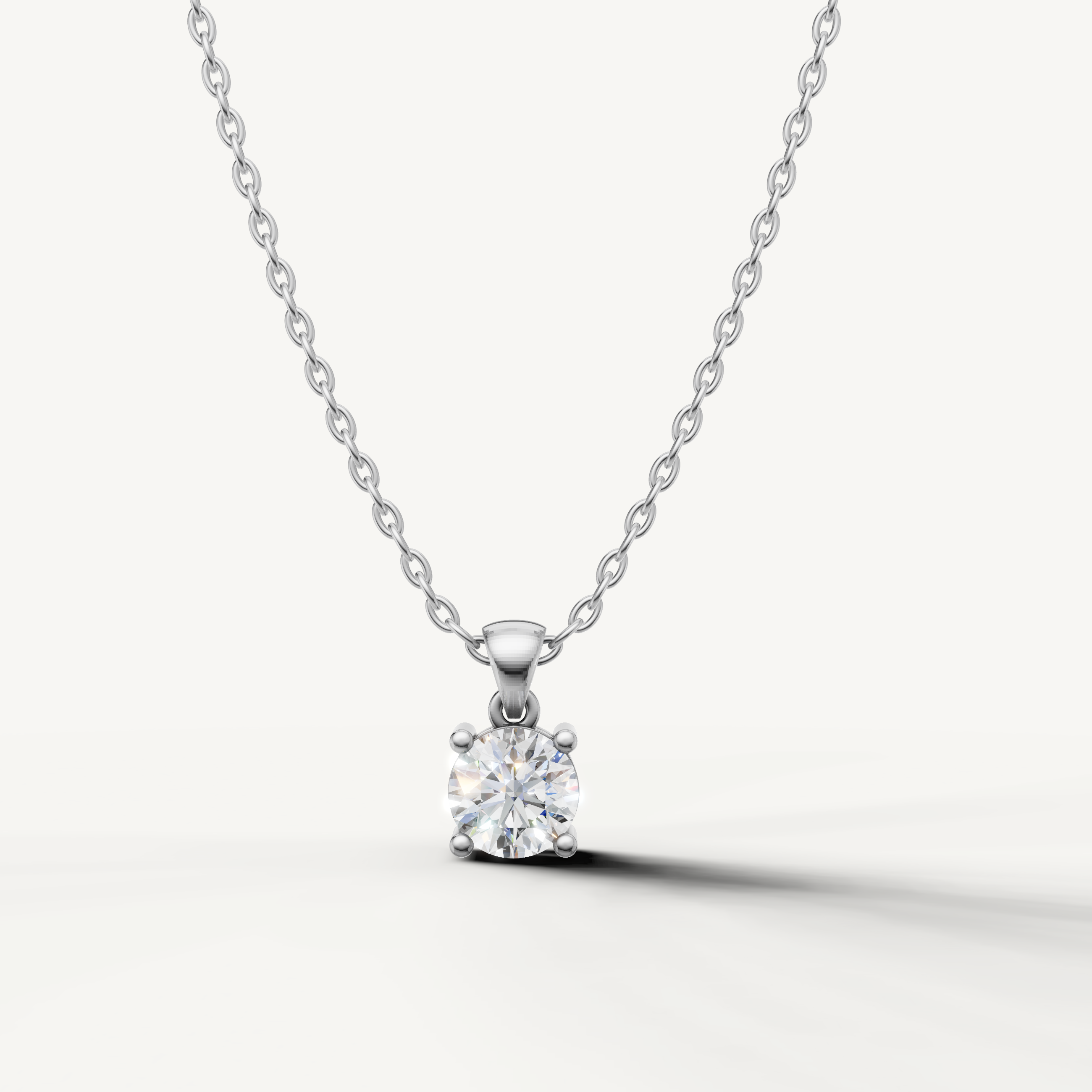 Round Solitaire Lab Grown Diamond Pendant in 14K White Gold by Raul Diamonds