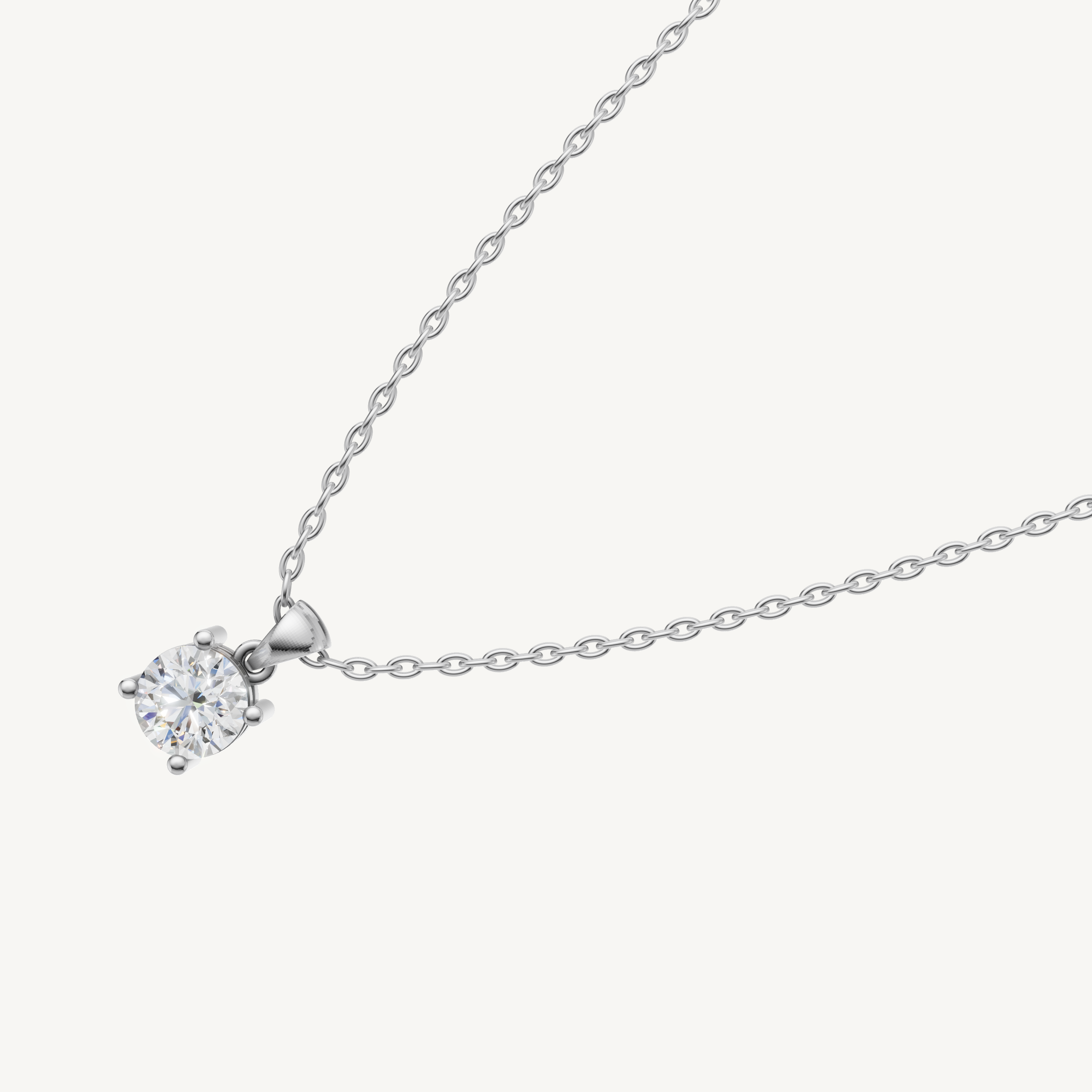 Elegant Four Prong Round Lab Diamond Pendant Necklace in 14K White Gold