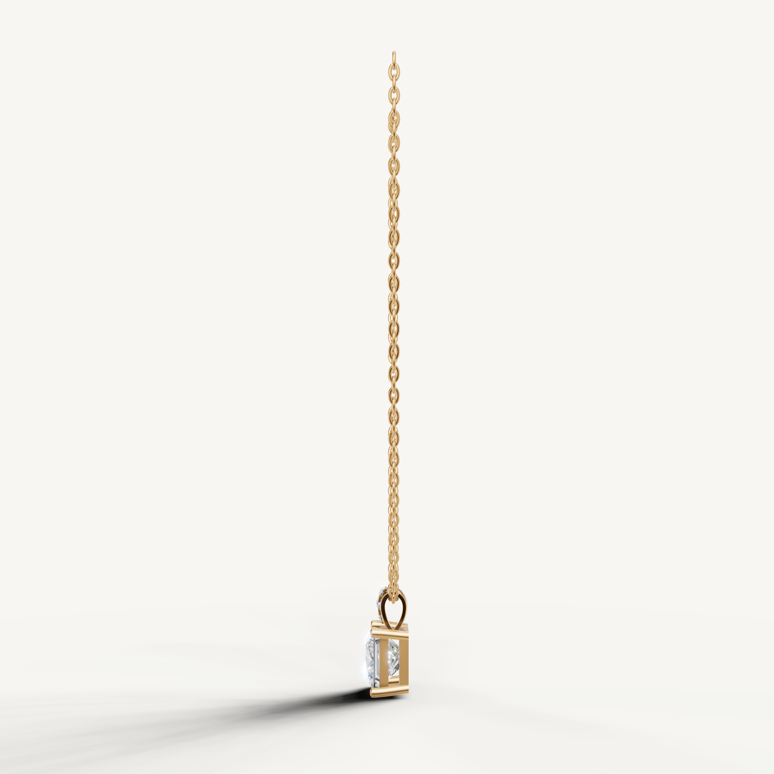 Minimalist Princess Lab Diamond Solitaire Pendant in Yellow Gold