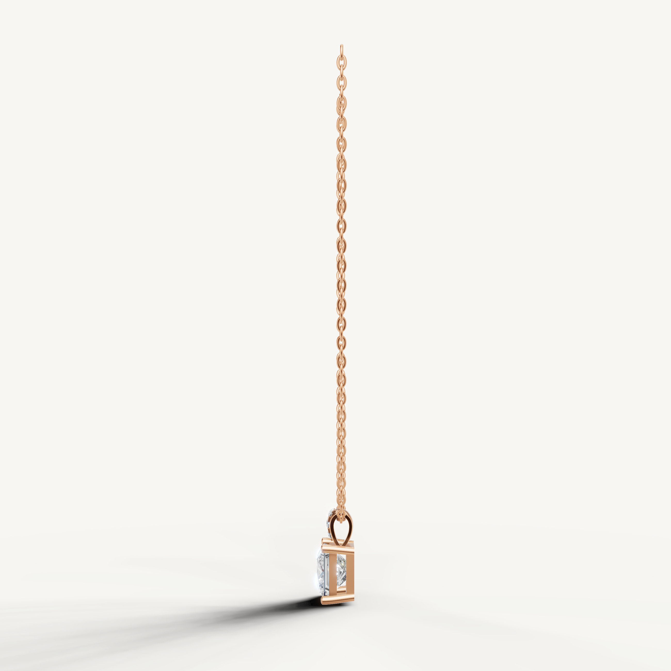 Princess Cut Lab Grown Diamond Solitaire Pendant Necklace in 14K Gold