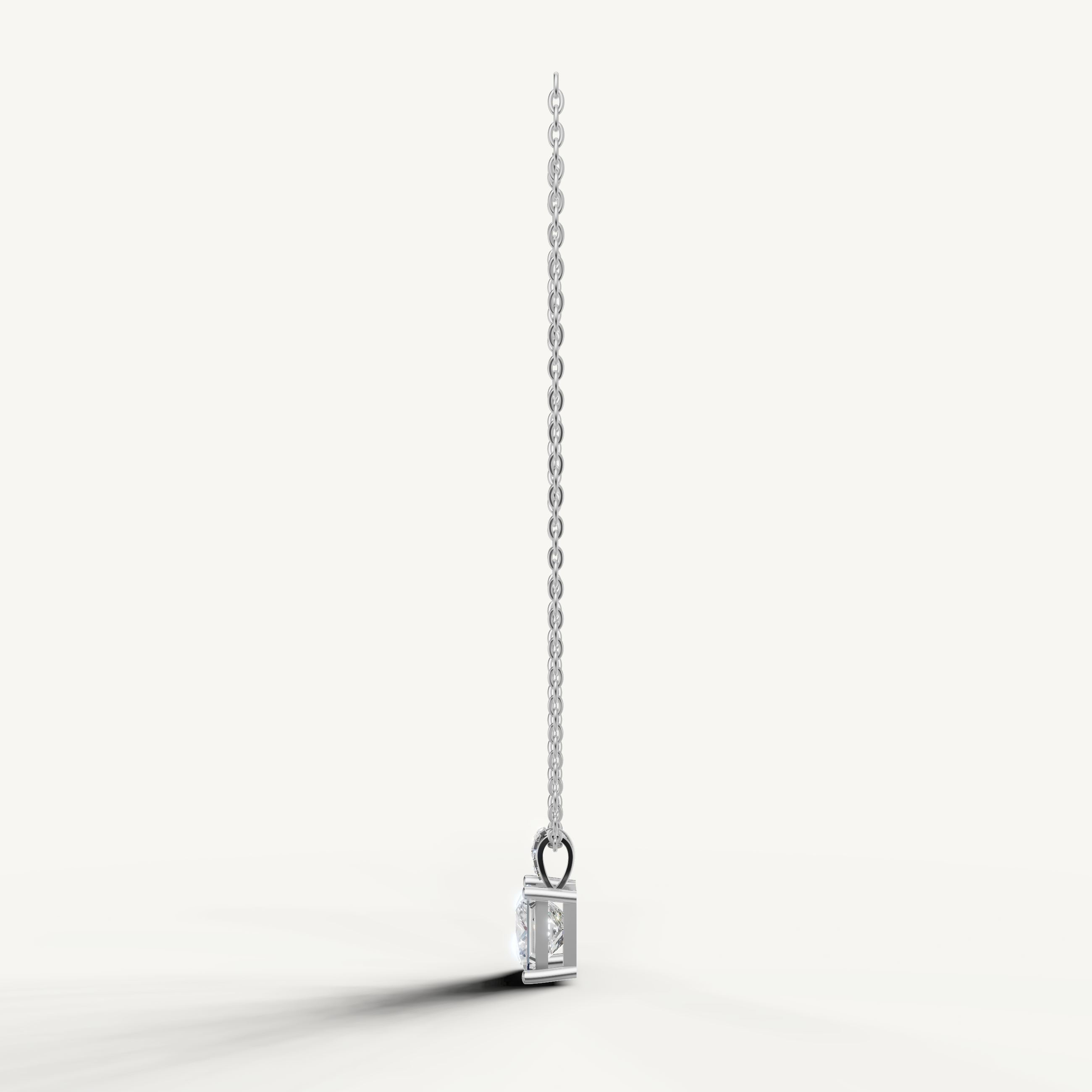 Minimalist Princess Lab Diamond Solitaire Pendant in White Gold